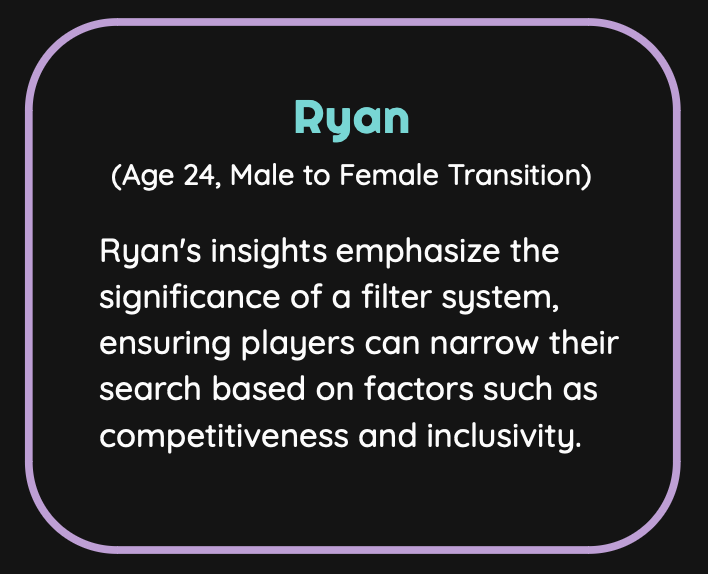 Ryan's insights emphasize the significance of a filter system, ensuring players can narrow their search based on factors such as competitiveness and inclusivity.