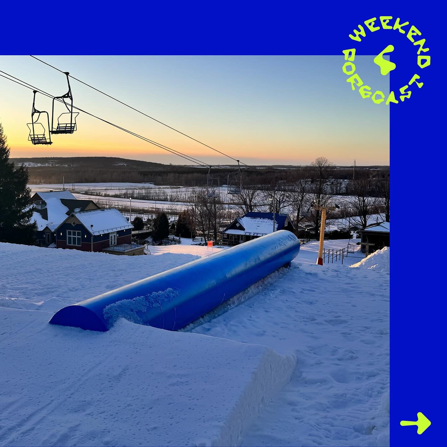 Weekend forecast #4:

At @montgleason, 4 terrain parks will be ready on Sunday afternoon with 4 jumps and 17 features for all levels. 

The terrain park at Victoriaville is fully open with an addition of 2 slides for kids. 

Enjoy ! 😽