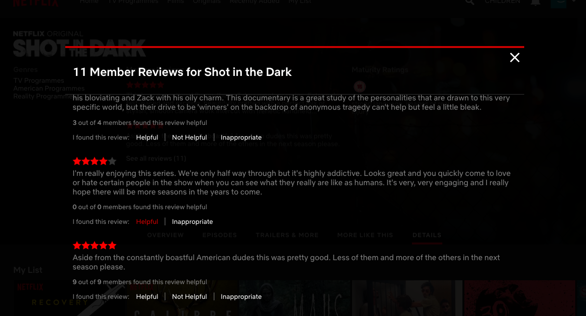 Netflix old review system