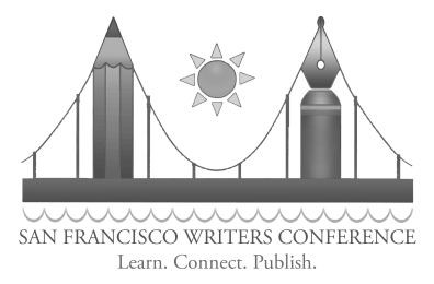 Logo for the San Francisco Writers Conference featuring stylized bridge towers, a sun, and water with the tagline 'Learn. Connect. Publish.'