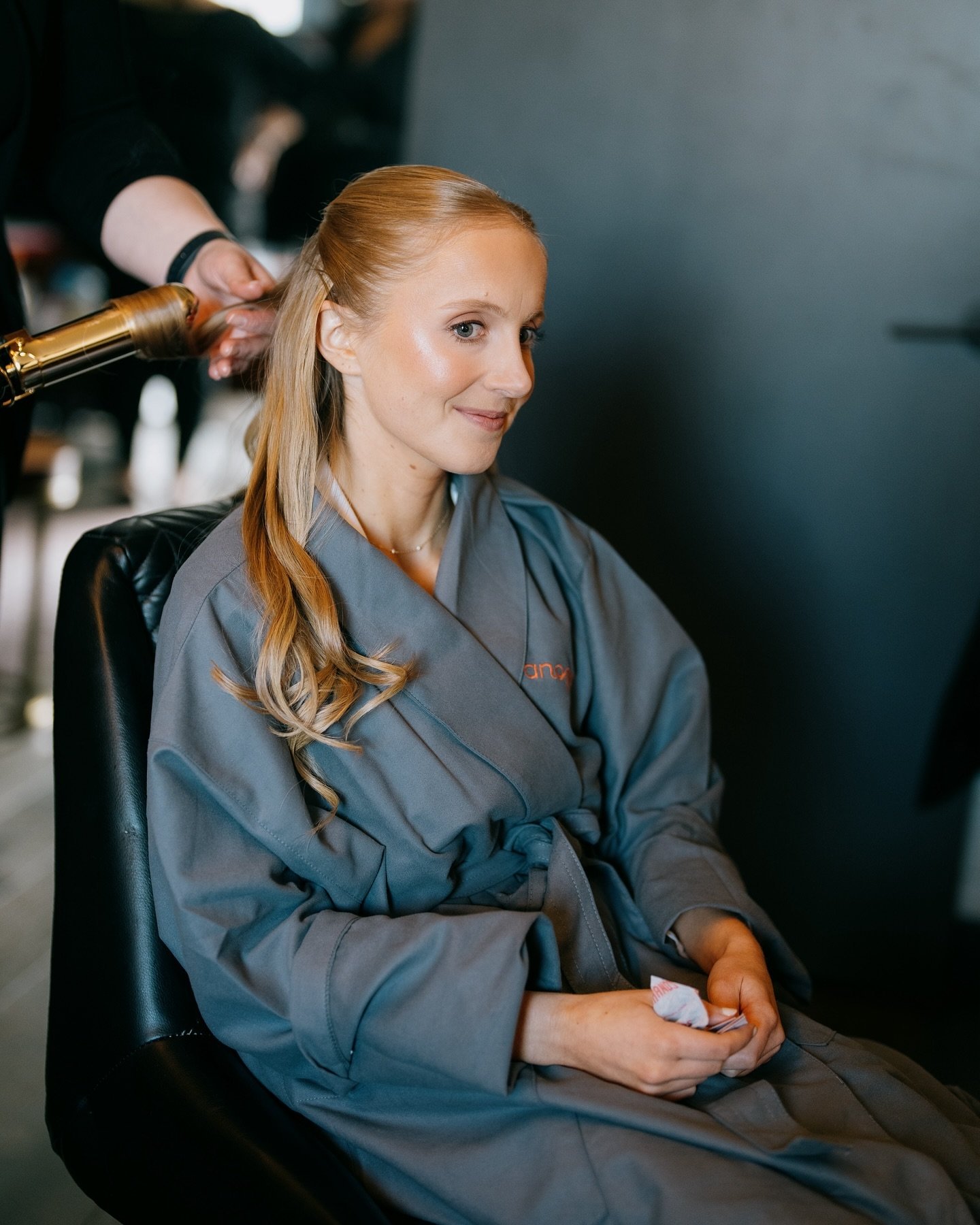 Getting our beautiful bride Kaitlyn all ready for her big day with a chic half up half down hair style!