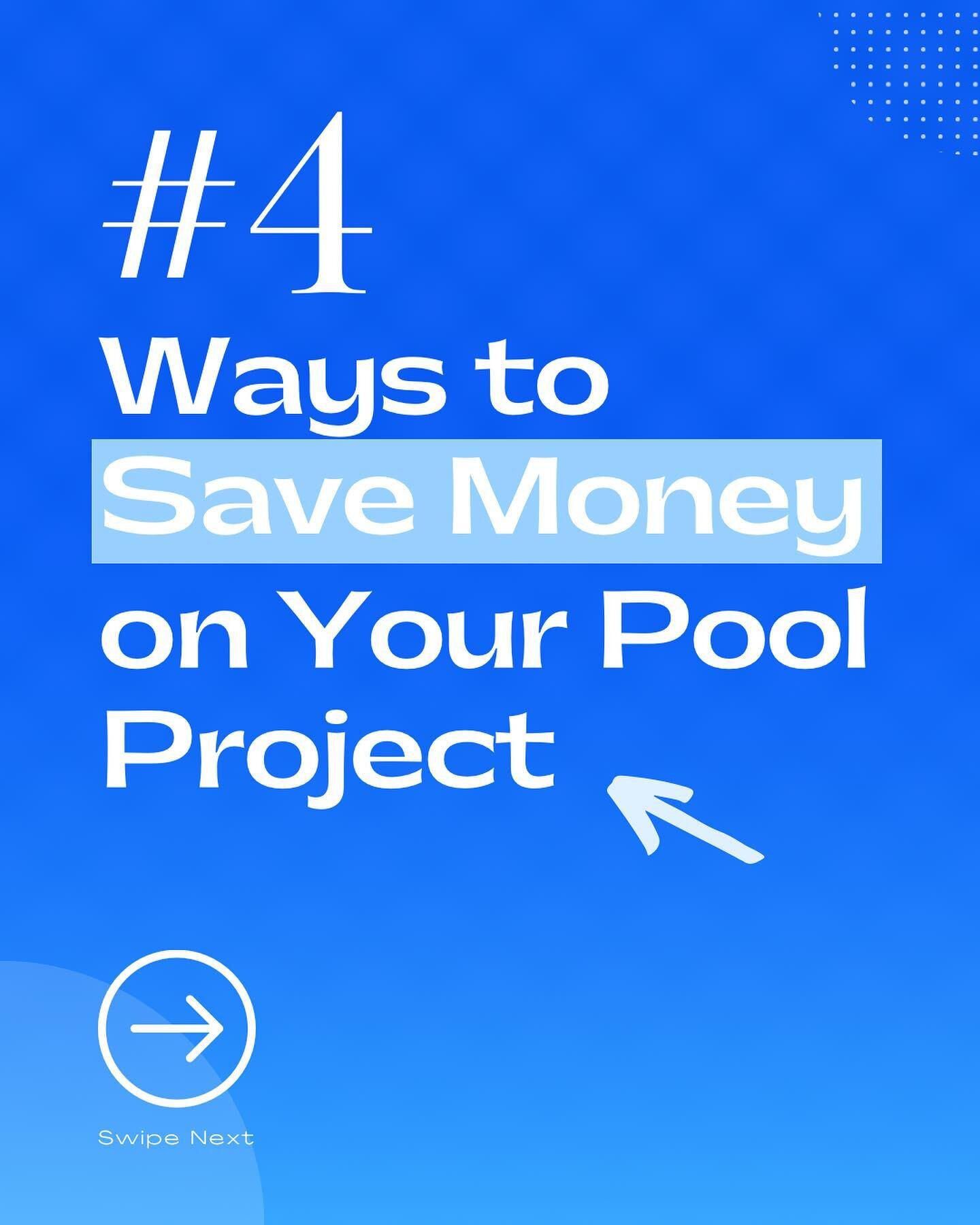 We know pool installations are expensive 😅😬

BUT! There are a few ways to save some extra dollars on your pool project! 💸💵💸

Check out our list of 4 Ways to Save Money on Your Pool Project!