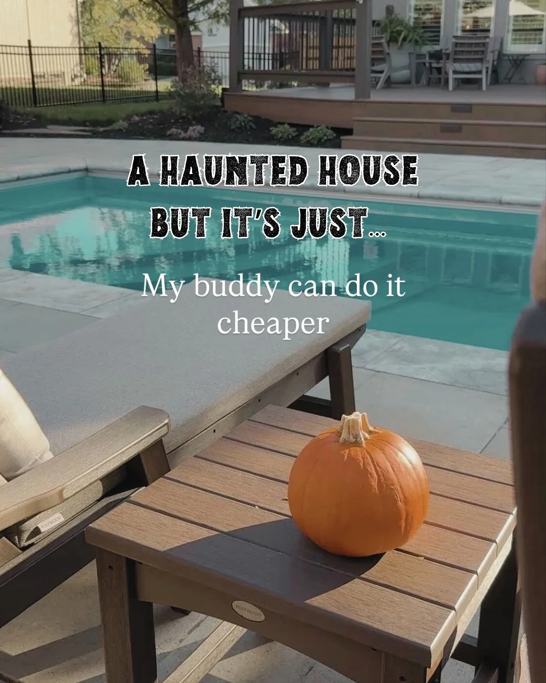 A haunted house but pool-builder edition. 🎃💀😂 

We&rsquo;ve heard it all from &ldquo;my buddy can do it cheaper&rdquo; to &ldquo;we&rsquo;re going to wait for the rates to drop.&rdquo; 👻 

Building a pool shouldn&rsquo;t be scary, just honest, tr