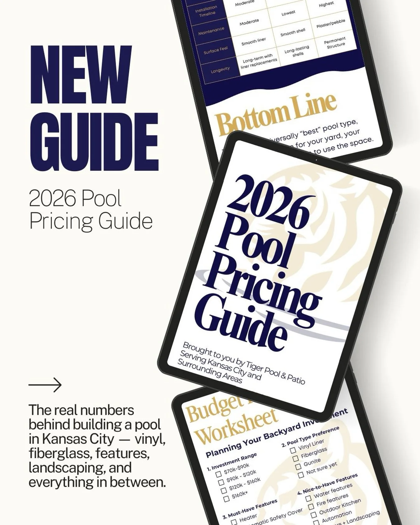 Our 2026 Pool Pricing Guide is officially here! (and it&rsquo;s free)

If you&rsquo;ve ever tried to research what a pool actually costs in Kansas City and walked away more confused than when you started, this guide was built for you. 

We&rsquo;re g