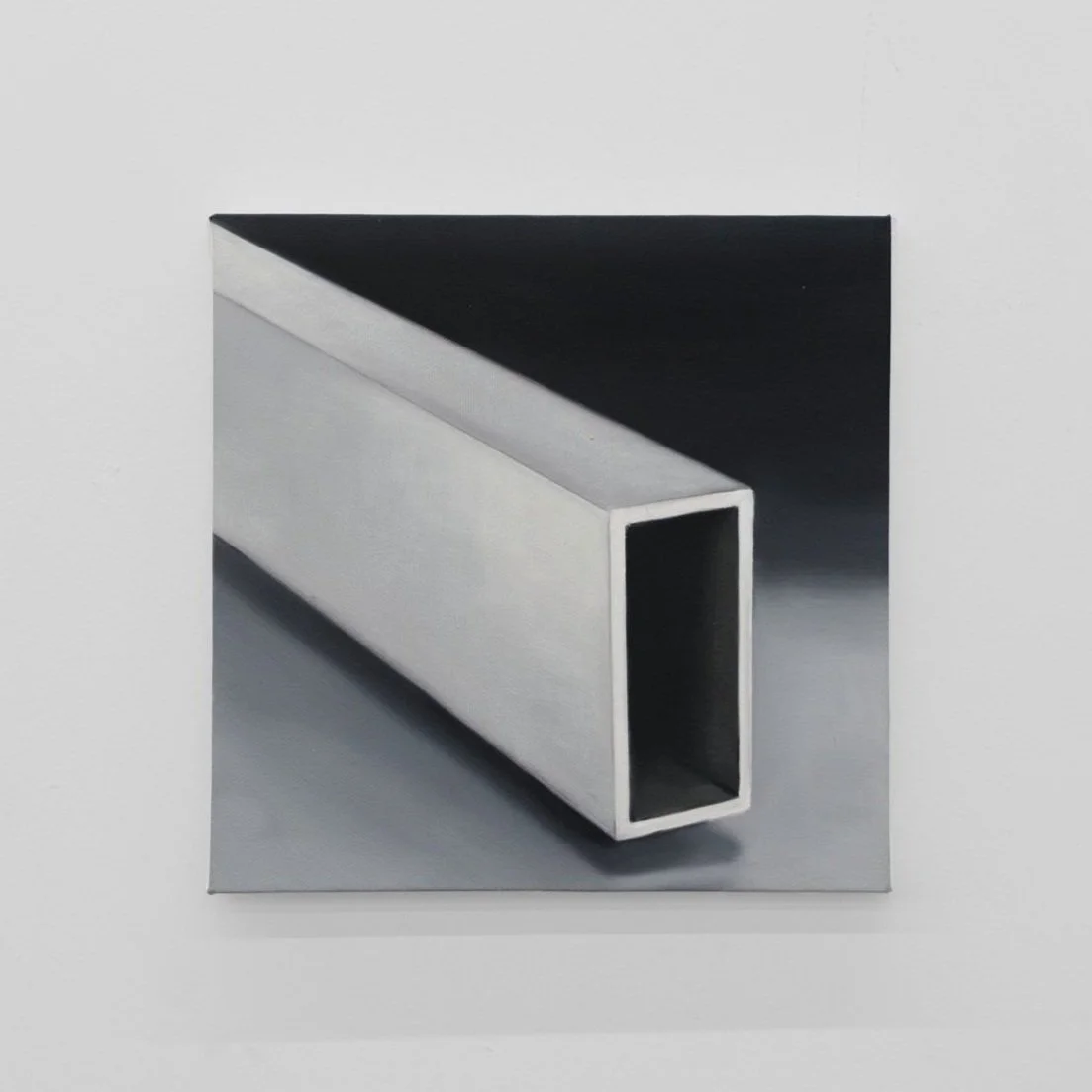 Oil painting titled “Study of a Profile,” showing a stylized facial outline as part of Rodrigo Red Sandoval’s ongoing research into perception and infrastructural portraiture.