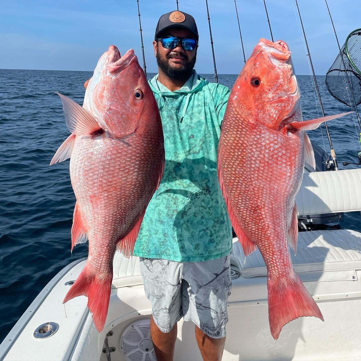 Hit a couple good spots to end the summer red snapper season.  Had the right angler and luck on our side today and it all came together.  Monster 32.5&rdquo; and 33&rdquo; red snapper.