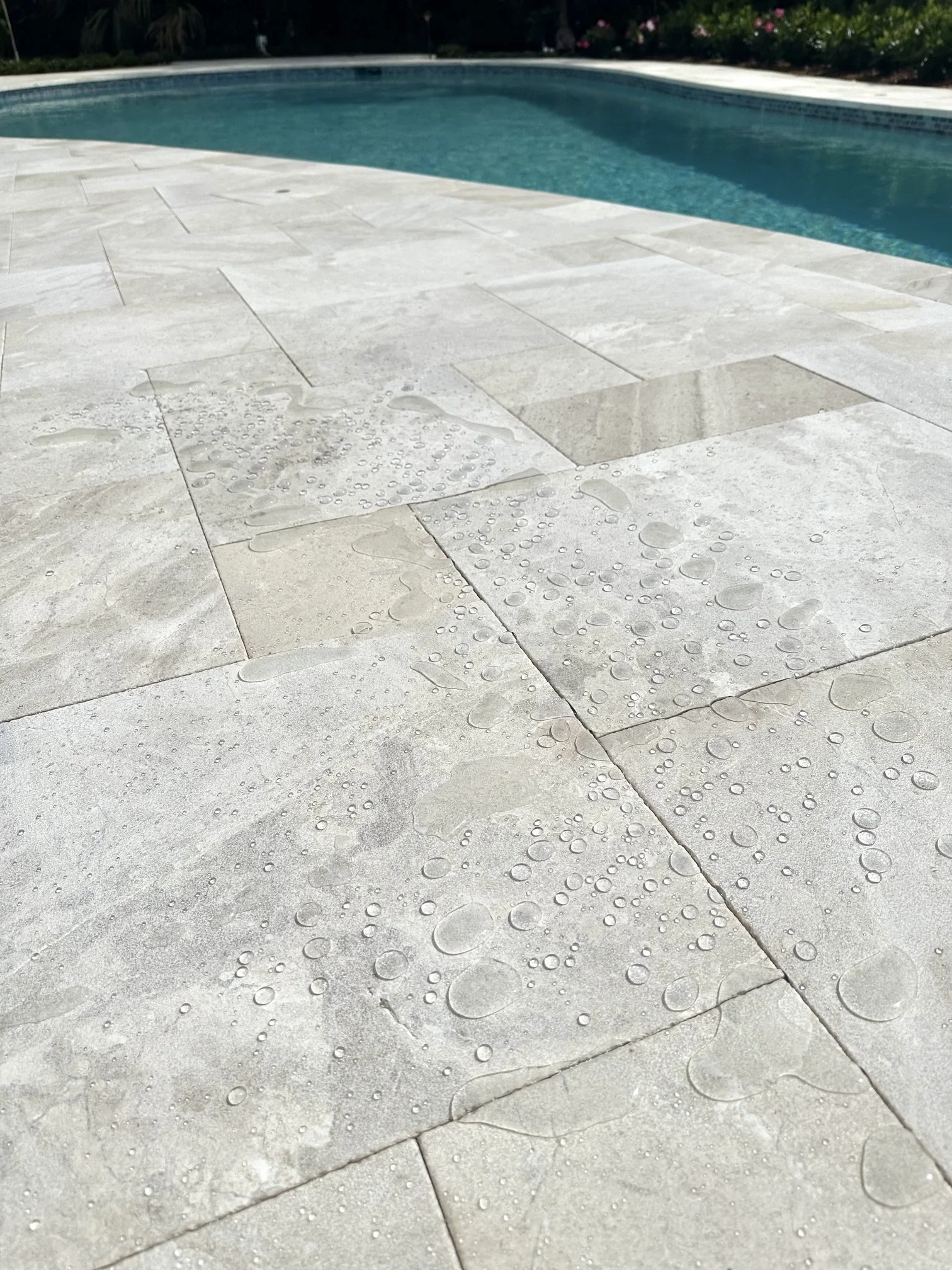 Professional travertine sealing service in Brevard and Indian River County, Florida, protecting and enhancing outdoor travertine patios, pool decks, walkways, and entertainment areas in Melbourne, Palm Bay, Viera, Rockledge, Cocoa, Merritt Island