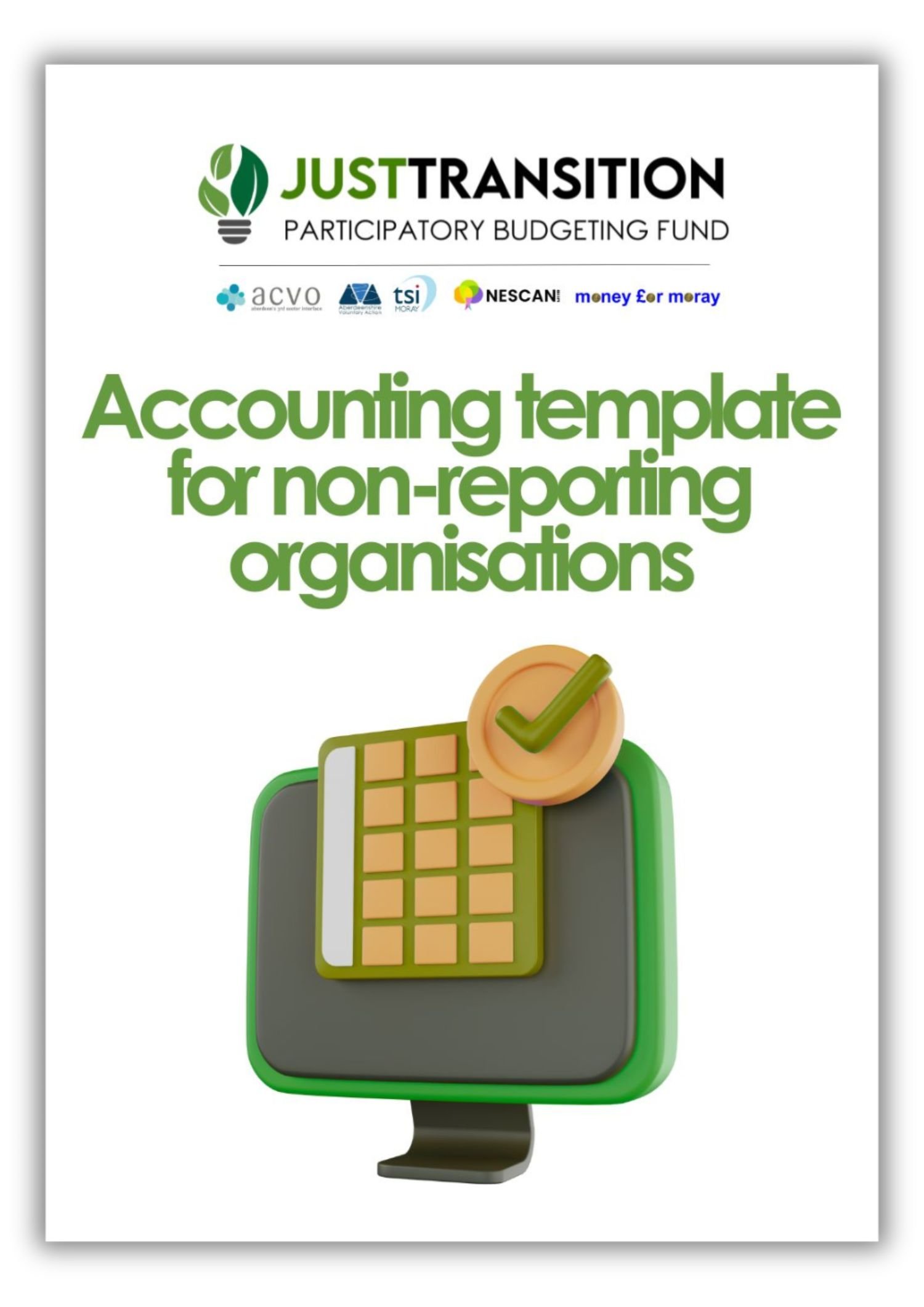 A digital accounting template for non-reporting organizations shown on a electronic device screen.