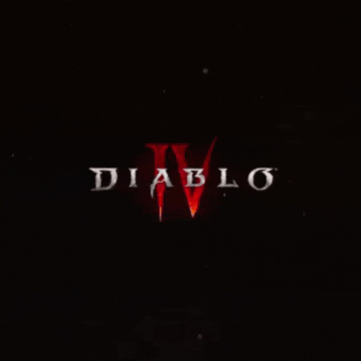 Diablo IV video game logo with red and white text on a black background.