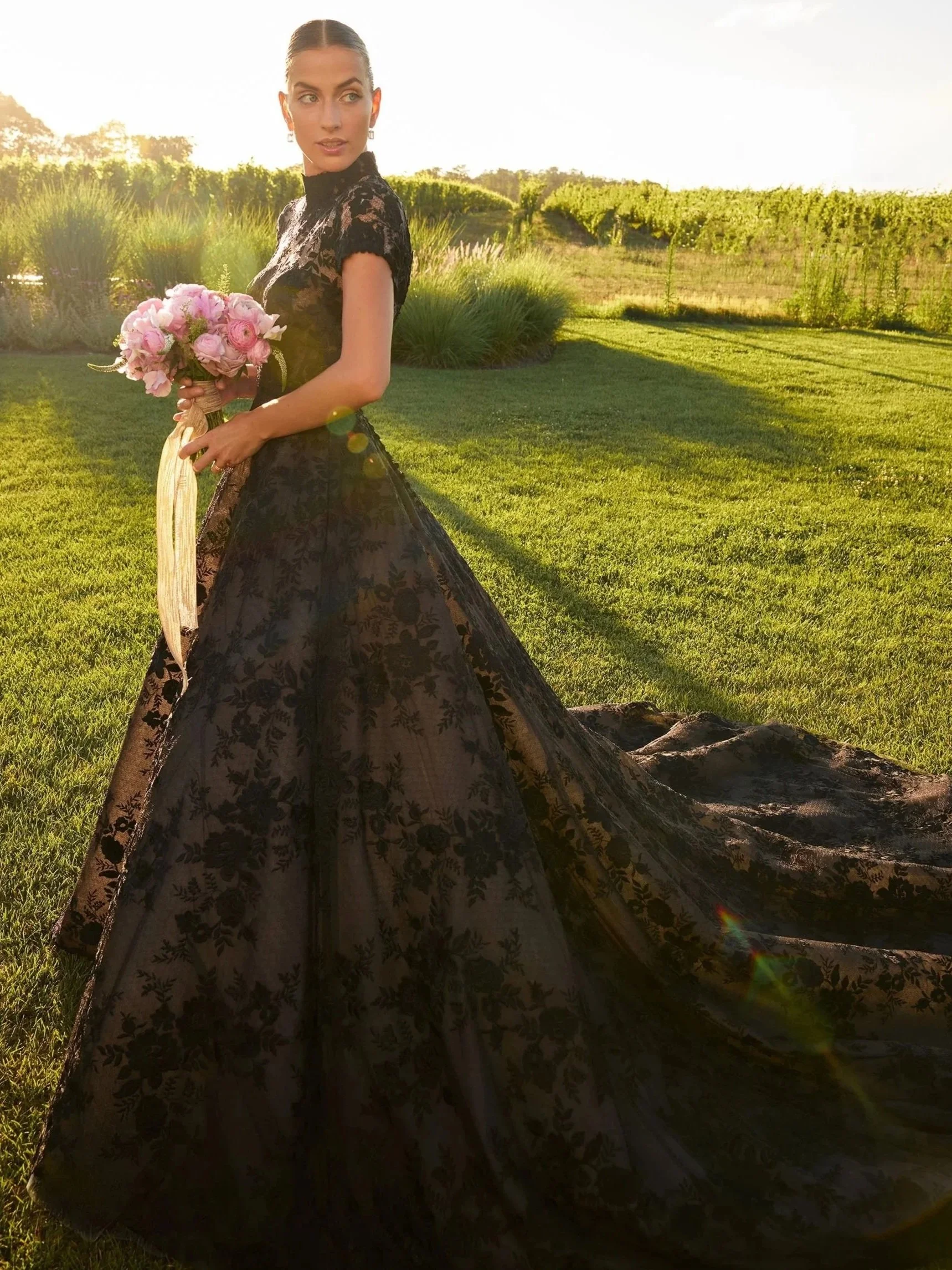 black lace wedding dress 