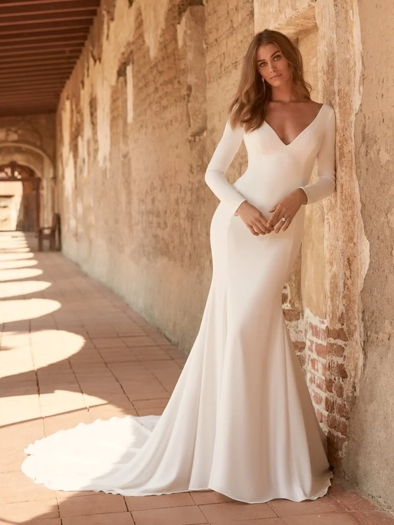long sleeve wedding dress size 8 Beautiful Lace Plus Size A-line Long Sleeves Wedding Dress, Bridal Gown,  MW538