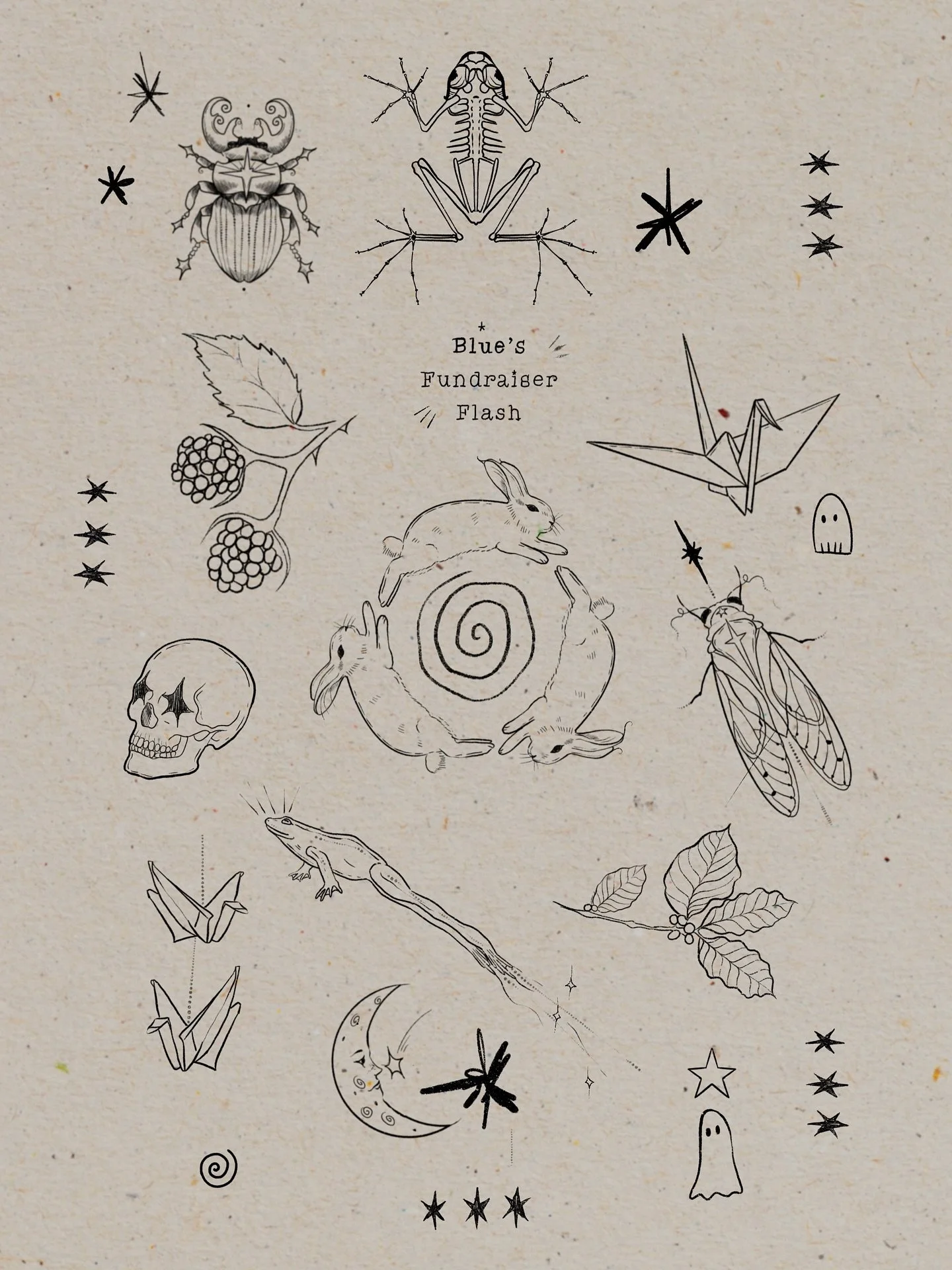 ⋆⭒𝐁𝐥𝐮𝐞’𝐬 𝐅𝐮𝐧𝐝𝐫𝐚𝐢𝐬𝐞𝐫 𝐅𝐥𝐚𝐬𝐡⋆
My dear friends Bug & Blue are raising money for Blue’s gender affirming surgery. Blue’s fundraiser flash is inspired by the cosmic, the celestial, mortality, and squirmy creatures