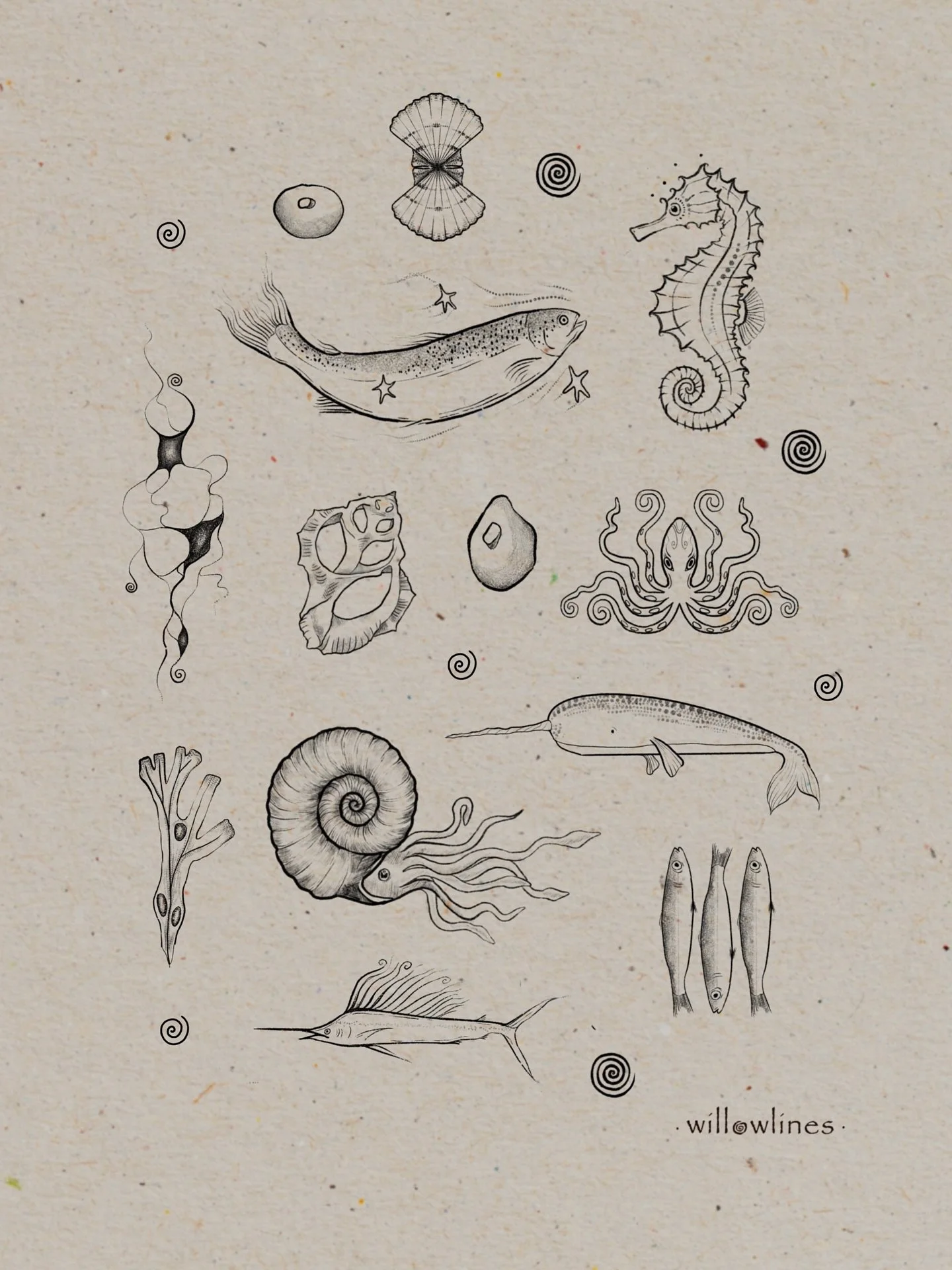 𓆝 𓆟𝑼𝒏𝒅𝒆𝒓 𝒕𝒉𝒆 𝑺𝒆𝒂 𝑭𝒍𝒂𝒔𝒉𓆟 𓆝  cosmic salmon to ancient ammonite, come get tattoos of the sea next to the sea 𓆝 𓆟

𖦹 handpoked tattoos
𖦹 repeatable flash 
𖦹 flexible placements
𖦹 prices in my &lsquo;flash to book&rsquo; highligh
