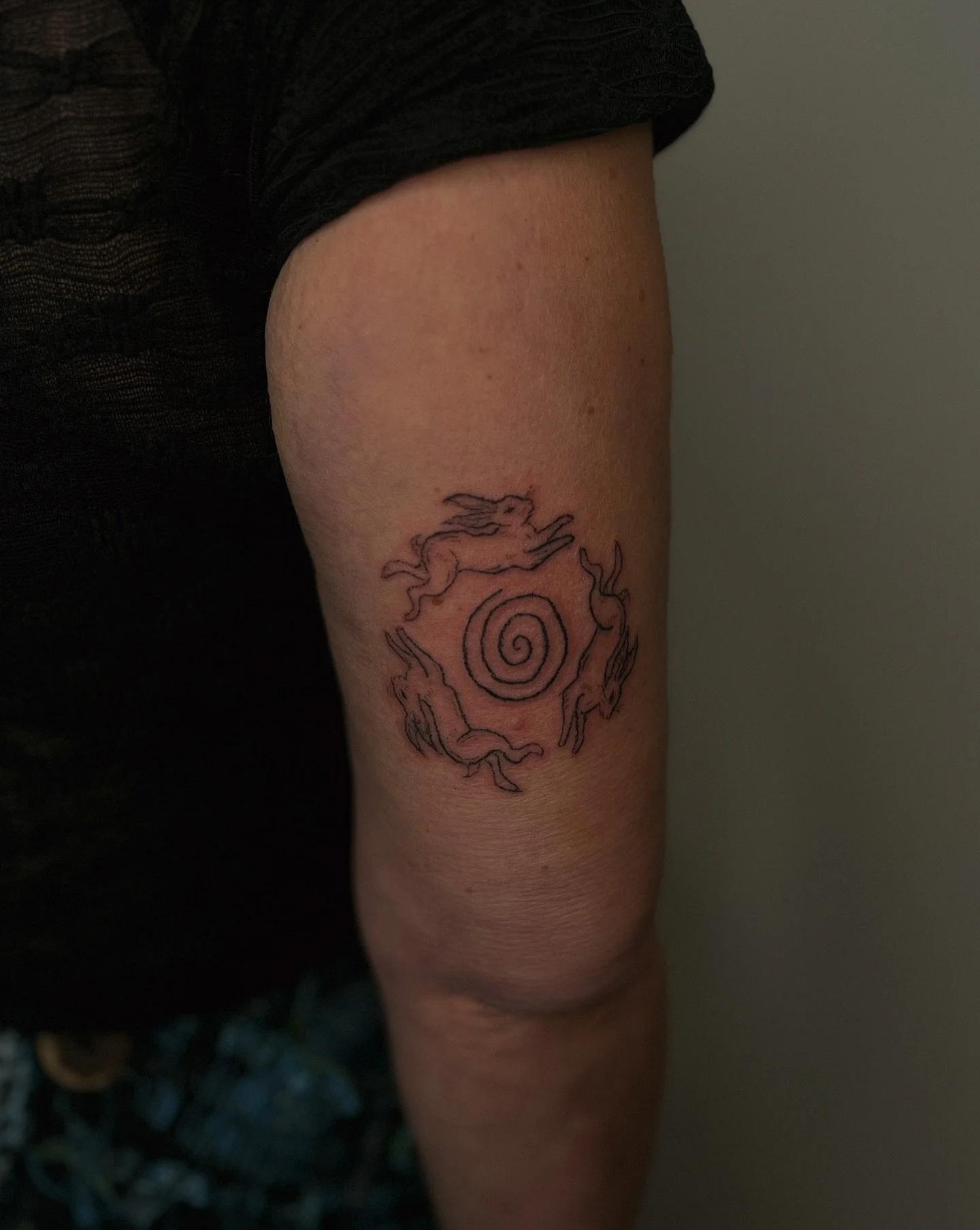 𓃹 part two of the matching spiral hares 𓃹 handpoked on nemo and their mum 𓃹 custom from blue&rsquo;s fundraiser flash where &pound;40 was donated 𓃹 check the other flash out on my reposted section! 

𓃹
✴︎ message to book in, I have space for you