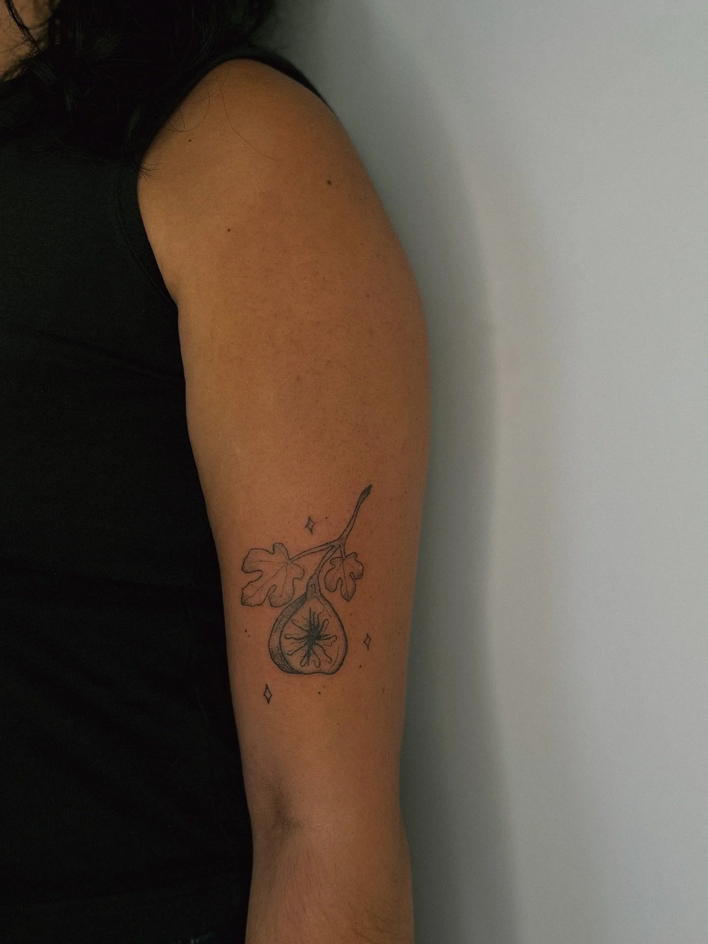 𖦹⋆ an ode to the fig tree ⟡ handpoked upper arm tattoo ⟡ 

⟡ message to book in flash/ customs/ adapted flash ⟡

#handpoketattoo #whimsicaltattoo #whimsy #figtree #figtattoo