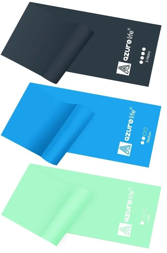 Set of three long resistance bands for at home Pilates and strength training workouts