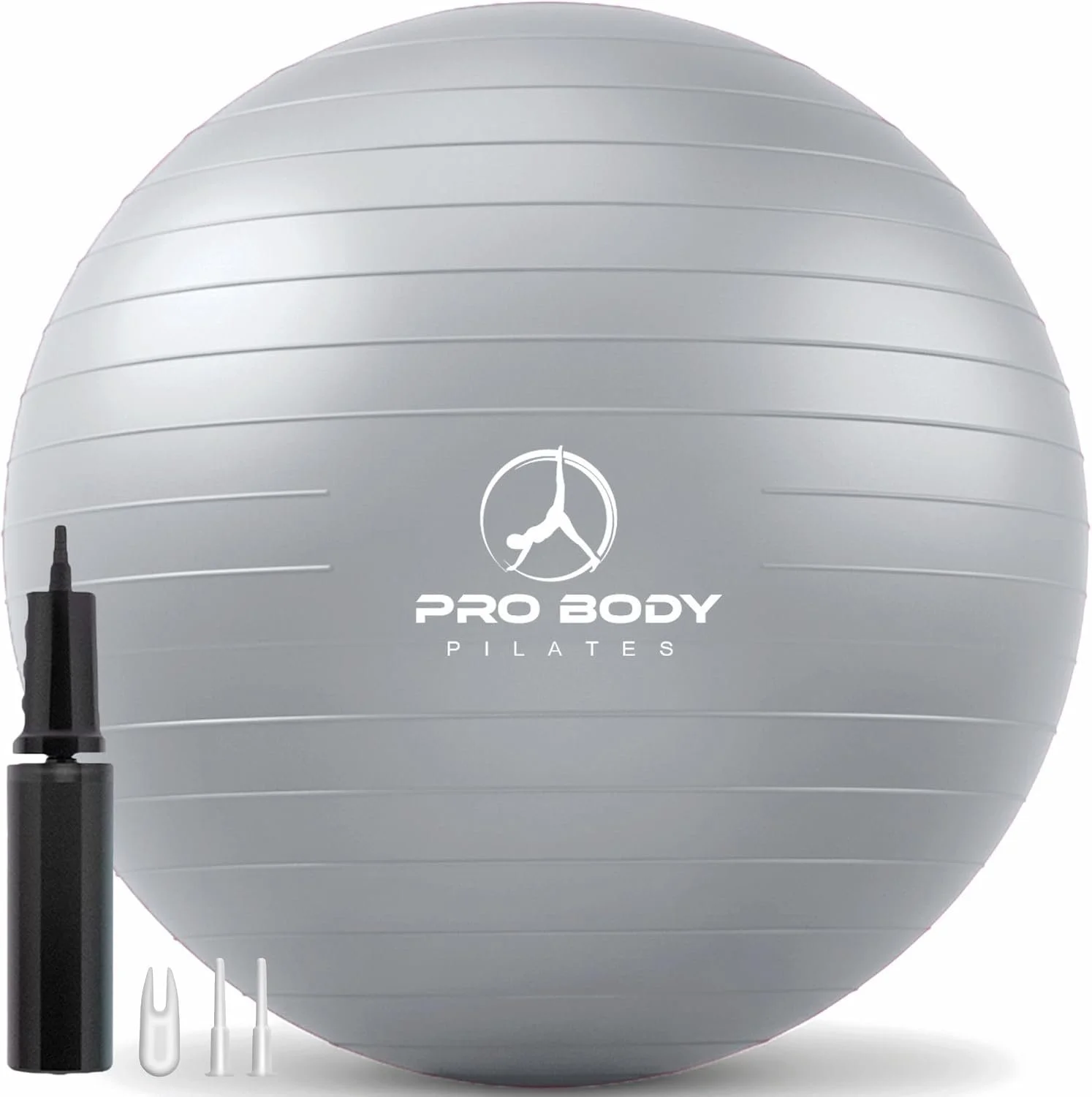 Gray stability ball for exercise with pump