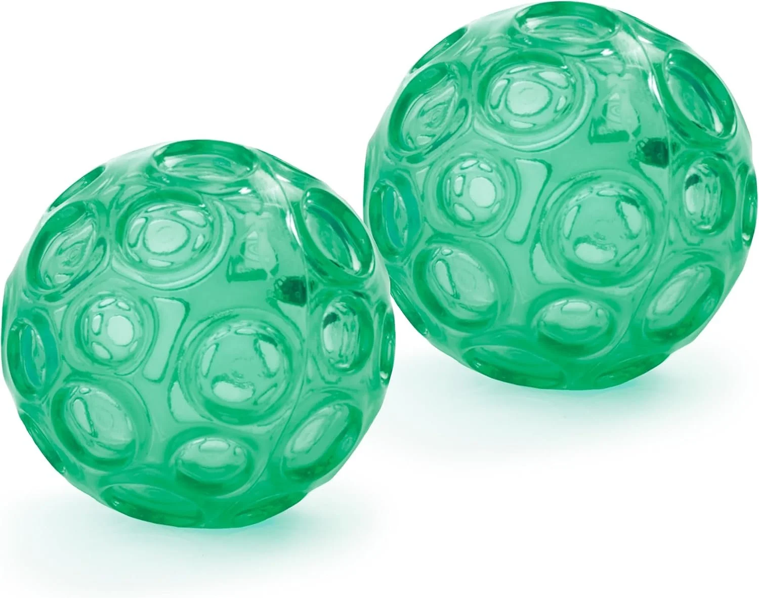 Pair of green textured rubber Franklin Method balls