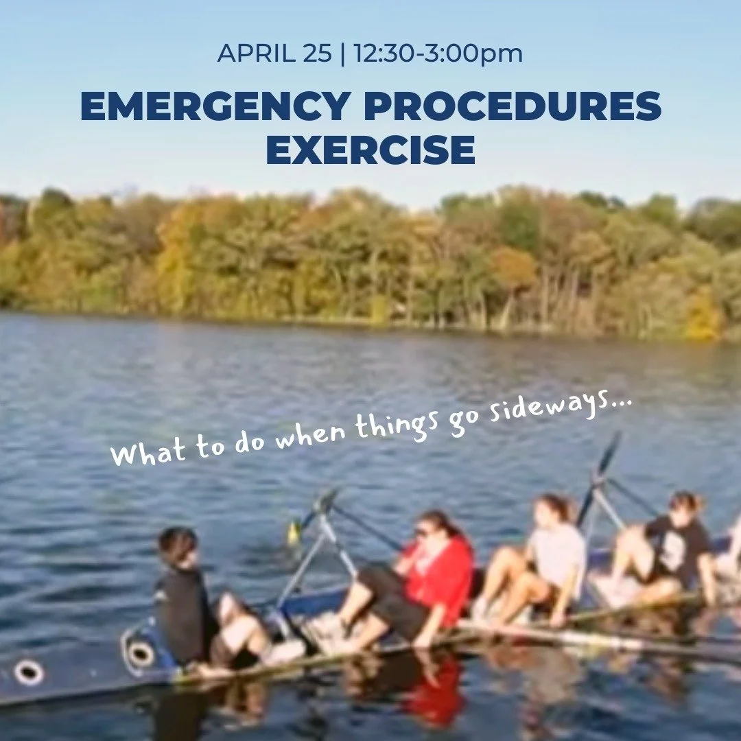 Day to day we're lucky when boats remain round side down, no one catches an ejector crab, and no one gets hurt on the water. But just in case, we need to be prepared! During out second annual Emergency Procedures Exercise at the boathouse, we'll revi