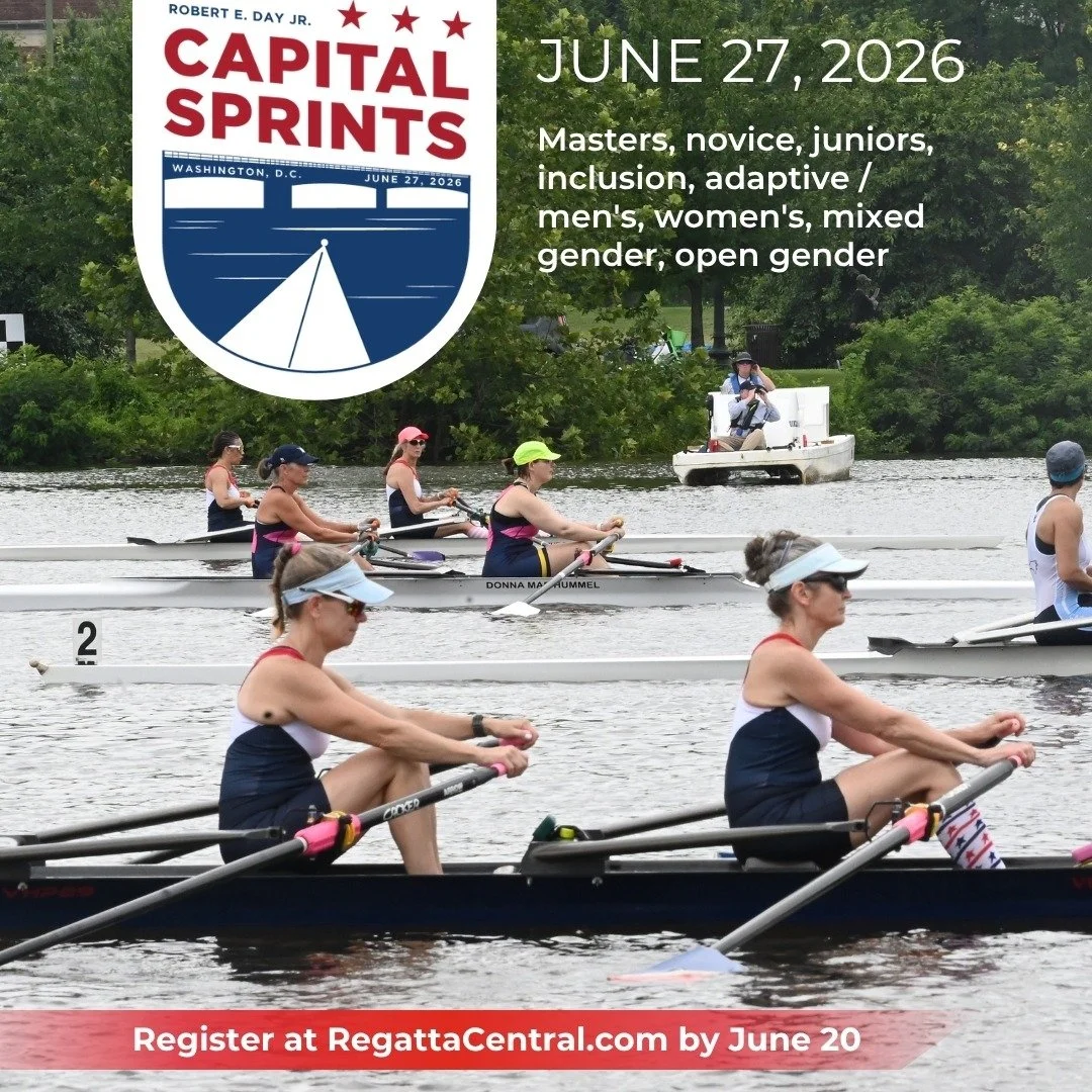 CRC is proud to continue the tradition of sprint racing on the Anacostia River! On June 27, Capital Sprints will bring 1000m masters, novice, juniors, inclusion, and adaptive events to the Nation's Capital. Join us for fun, fast racing, food trucks, 