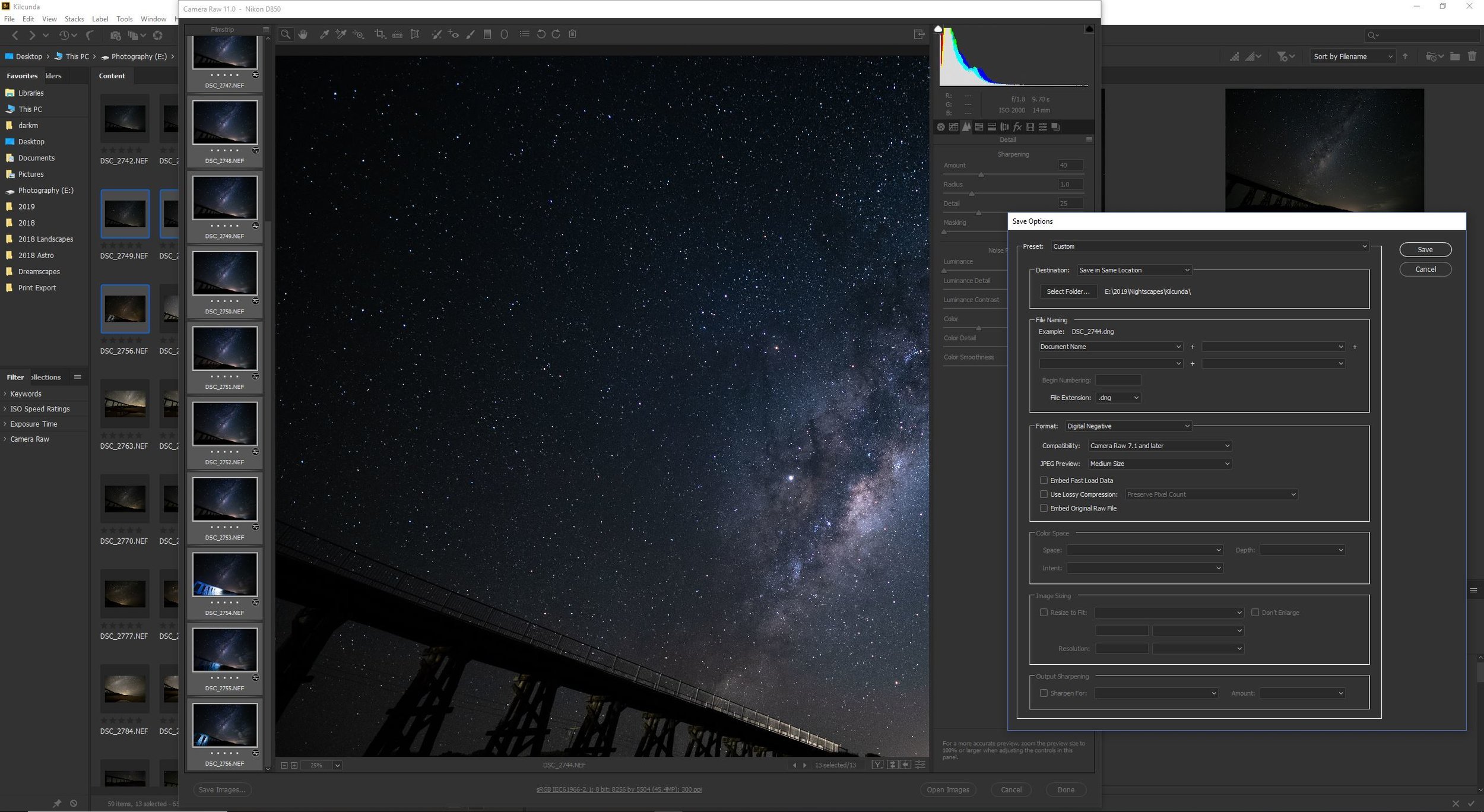 My images post basic Camera Raw adjustment. All settings have been sync’d and the files saved as .tif
