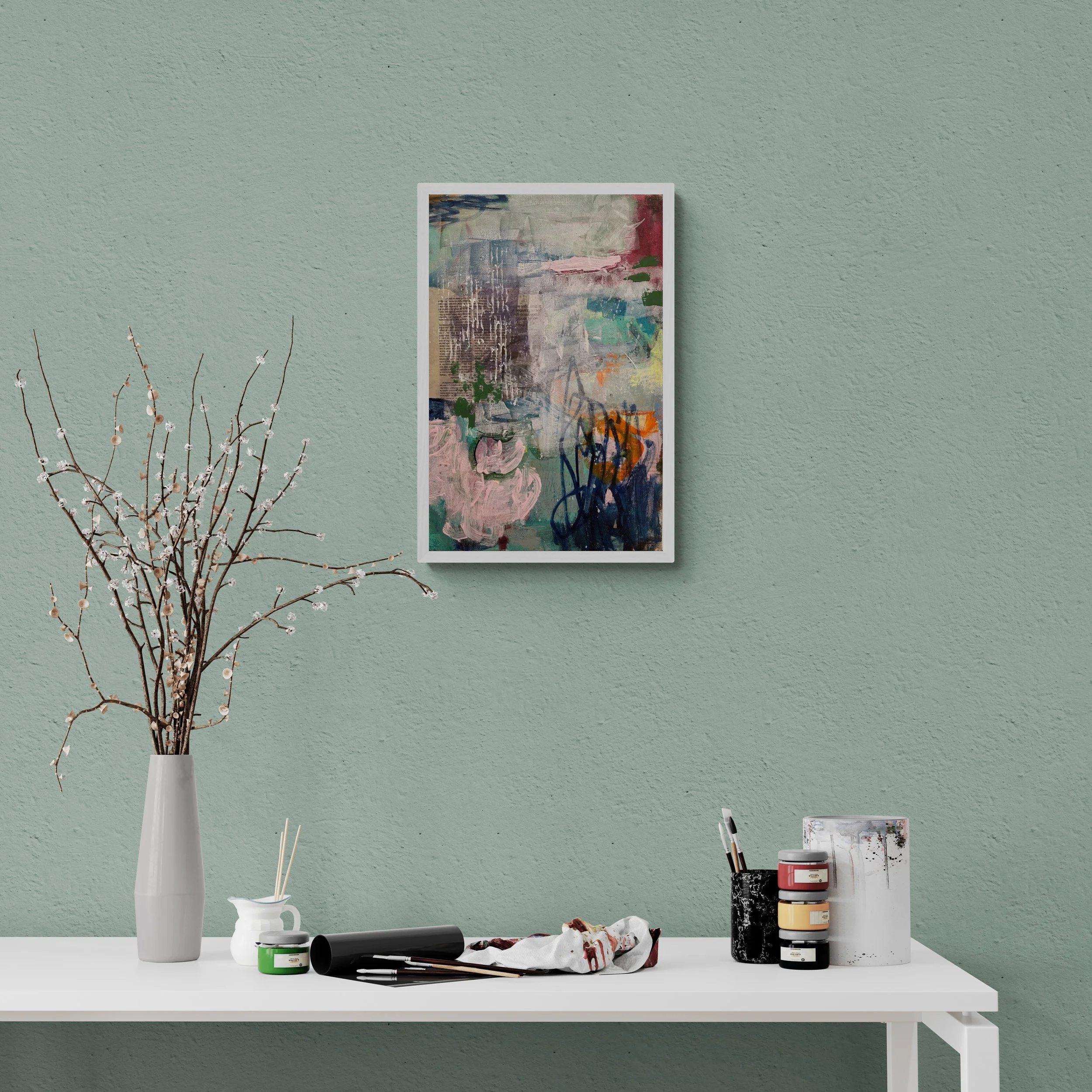 Abstract art for creating calming and reflective interiors