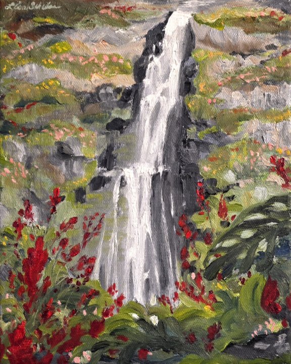Akaka Falls, 8 x 10 x 1.5 inches, oil on canvas