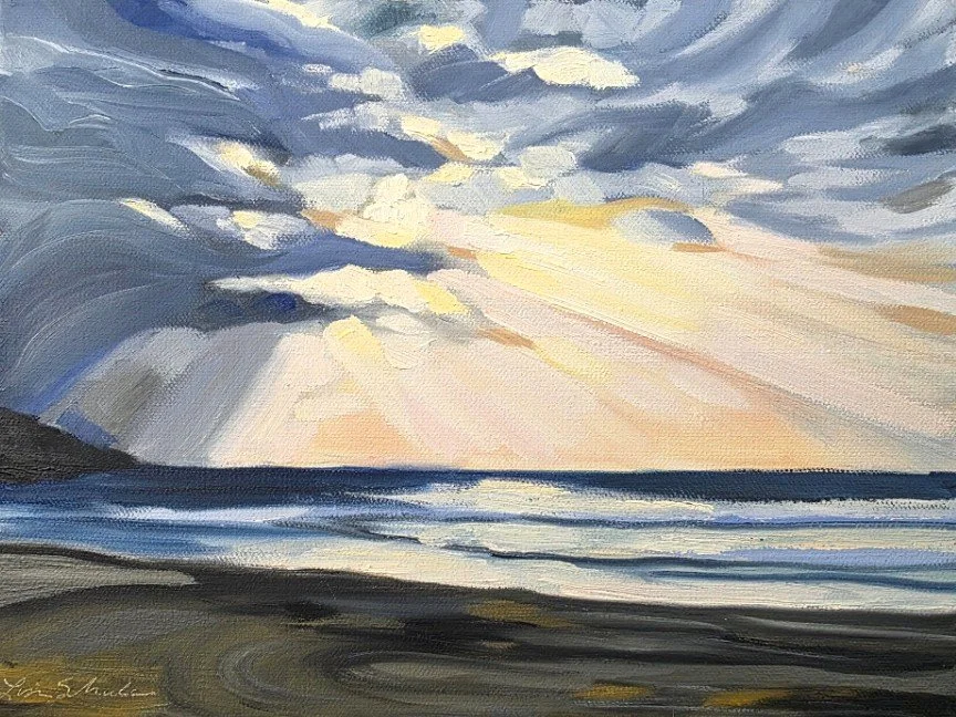 Beach Sunset 12 x 9 oil on canvas