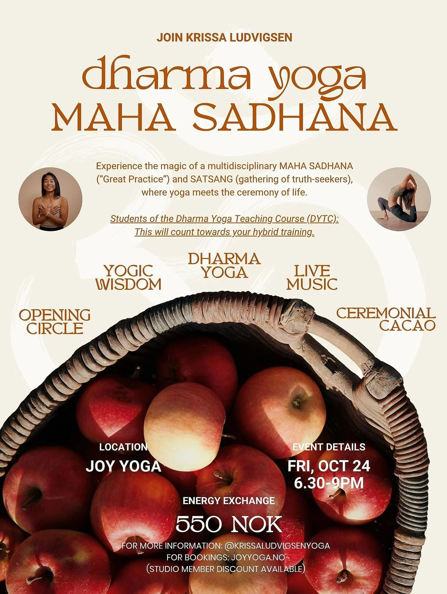 Next Friday, 24th October - Experience the magic of a multidisciplinary MAHA SADHANA (&ldquo;Great Practice&rdquo;) and SATSANG (gathering of truth-seekers), where yoga meets the ceremony of life.

Join Krissa&nbsp;@krissaludvigsenyoga&nbsp;for a sac