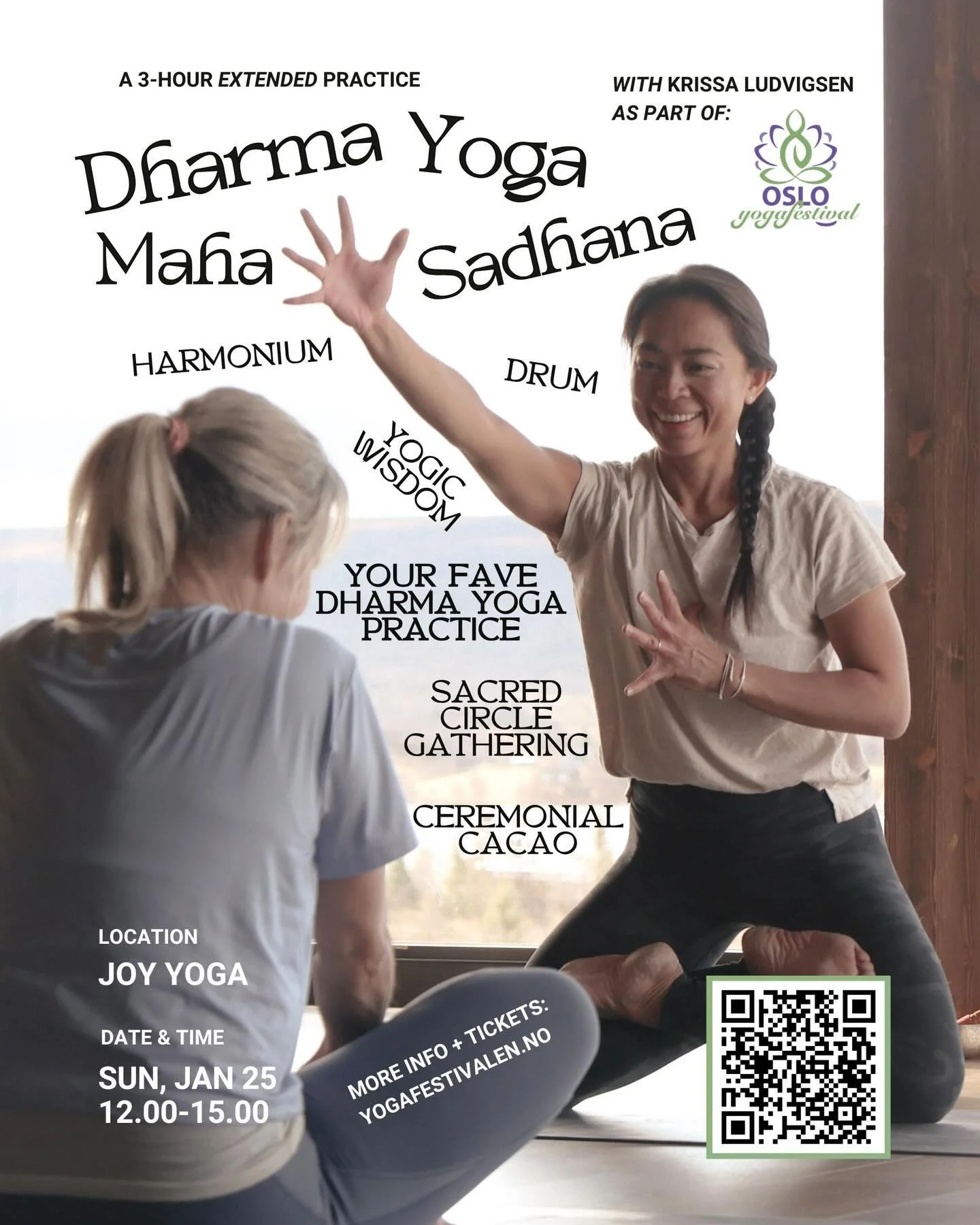 📣 Free on Sunday, 25th Jan? I&acute;ll be teaching and leading Oslo Yoga Festival&acute;s longest event: a 3-hour extended practice of Dharma Yoga and Ceremony. In our lineage, this is called a &ldquo;Maha Sadhana&rdquo; or &ldquo;Great Practice&rdq