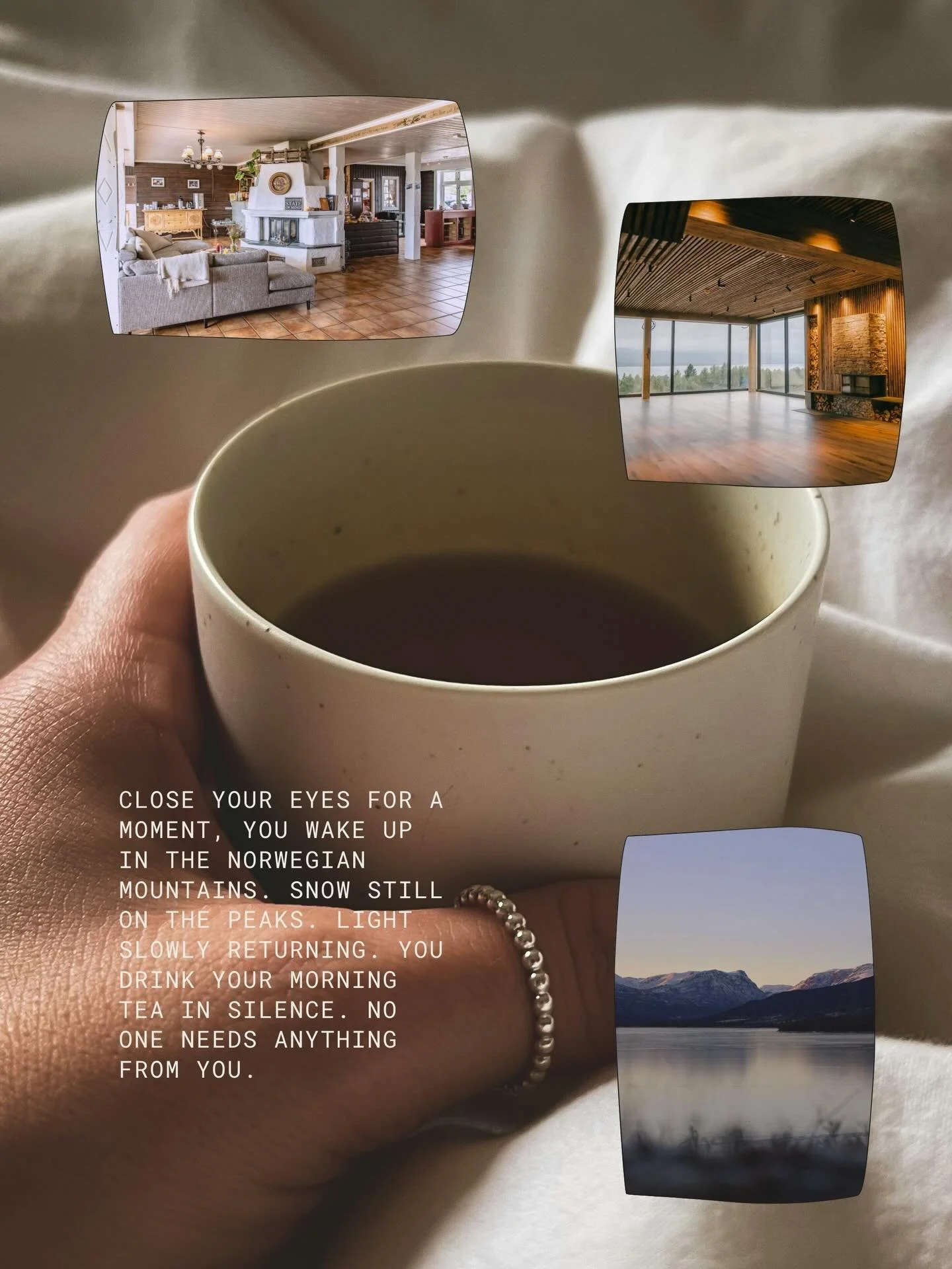 You step into the shala &mdash; floor-to-ceiling windows, endless views.

Snowy mountains. Icy lake water. But it&acute;s warm. So warm inside.

We move. We breathe. We shake the dust of winter off our bones.

And now begins the thaw. Spring is here!