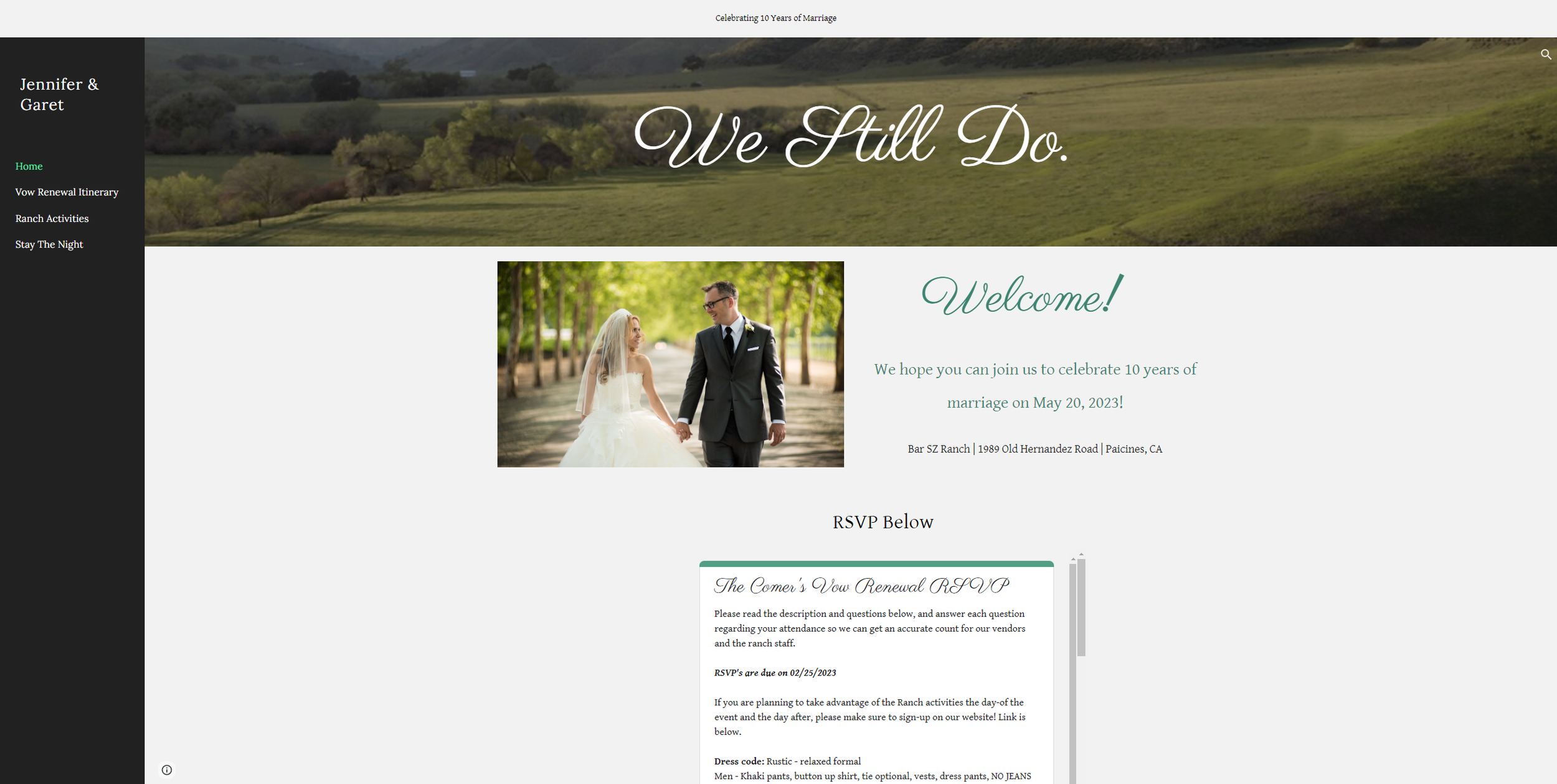 Vow Renewal Website E-Invite