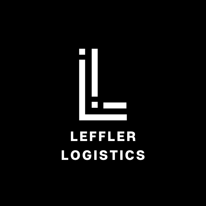 Logo of Leffler Logistics featuring a stylized L design on a black background with the company name in white text.