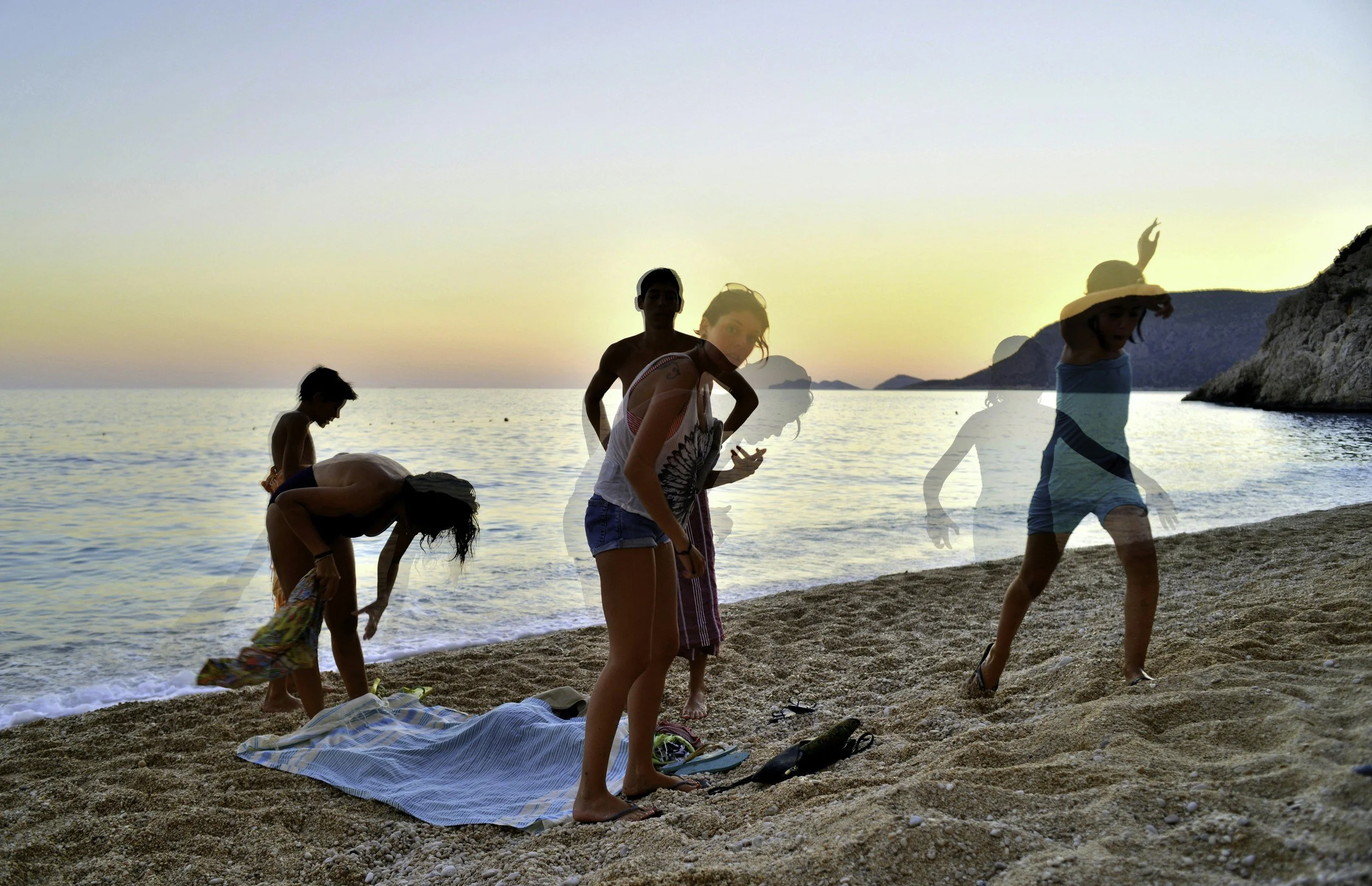 People moving around at the beach