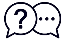 Speech bubbles with a question mark and ellipsis, indicating a question or conversation.