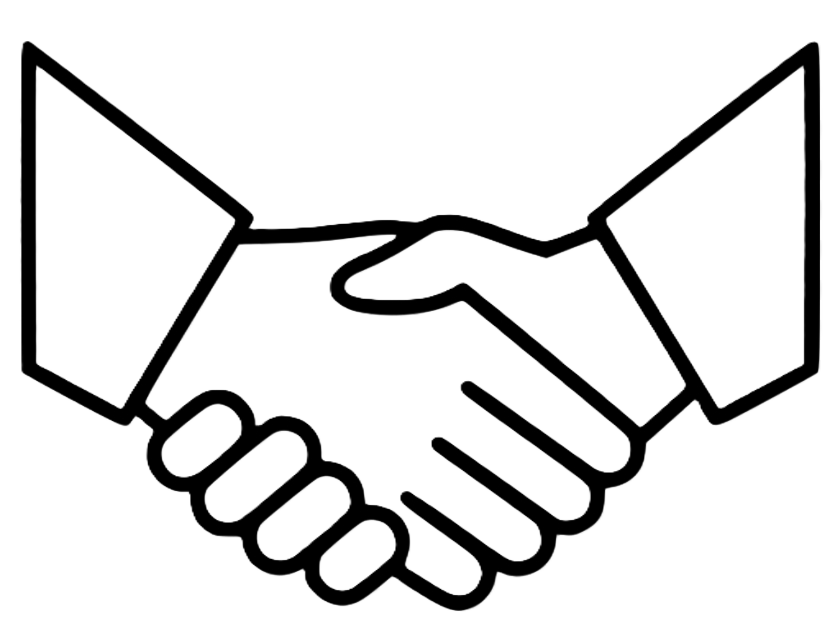 Outline of two hands shaking, symbolizing agreement or partnership.