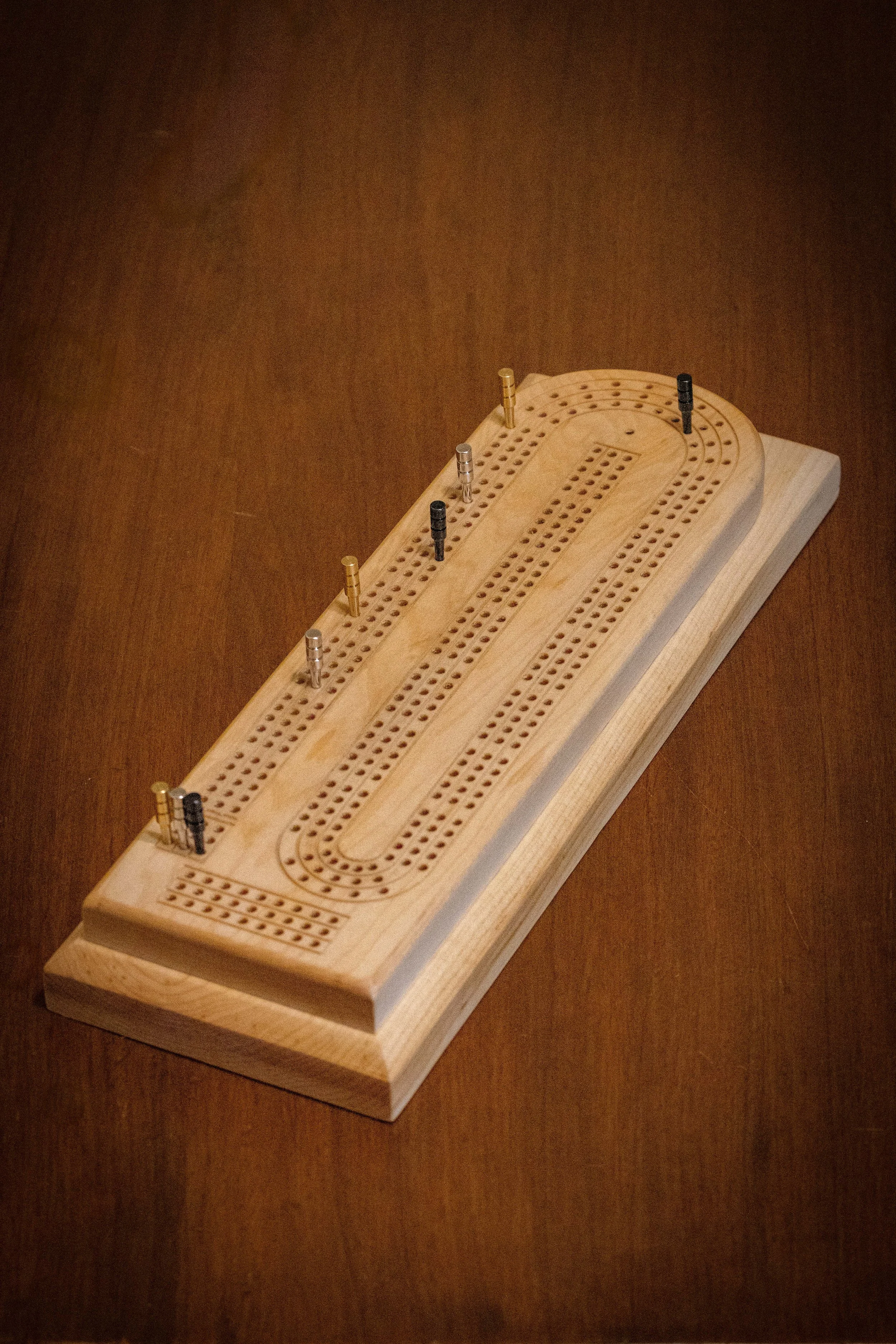 Maple Top on Maple Base - Cribbage Board