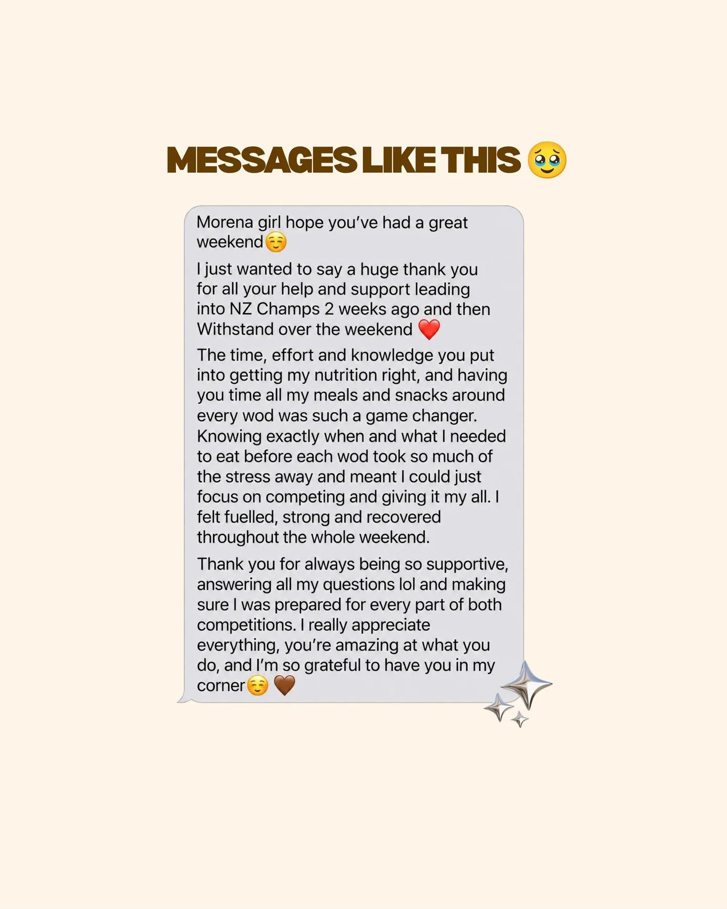 Messages like this make it all worth it. 

If you&rsquo;d like nutritional support, send me a dm 🔥👏

 

#mealprepfail #crossfithumour #relatable #athletelife #enhancednutrition