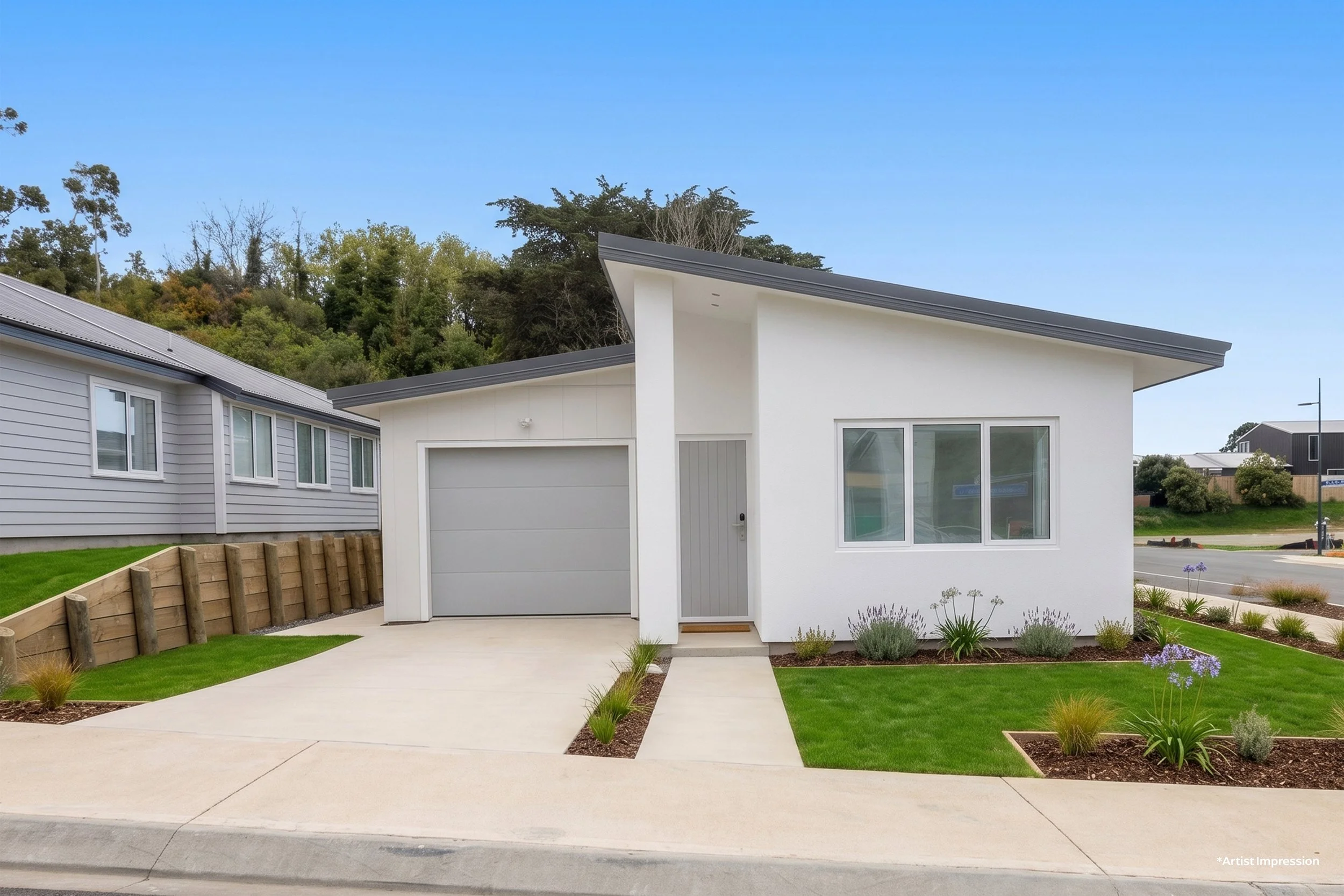 Friday Homes Kenepuru Landing showhome in Porirua, open for visitors at the Kenepuru Landing Showhome Open Day.