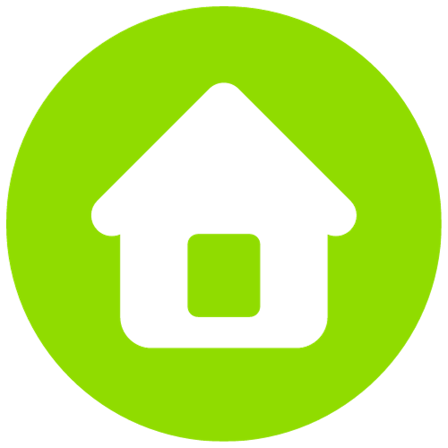 Green circle with a black house icon in the center.