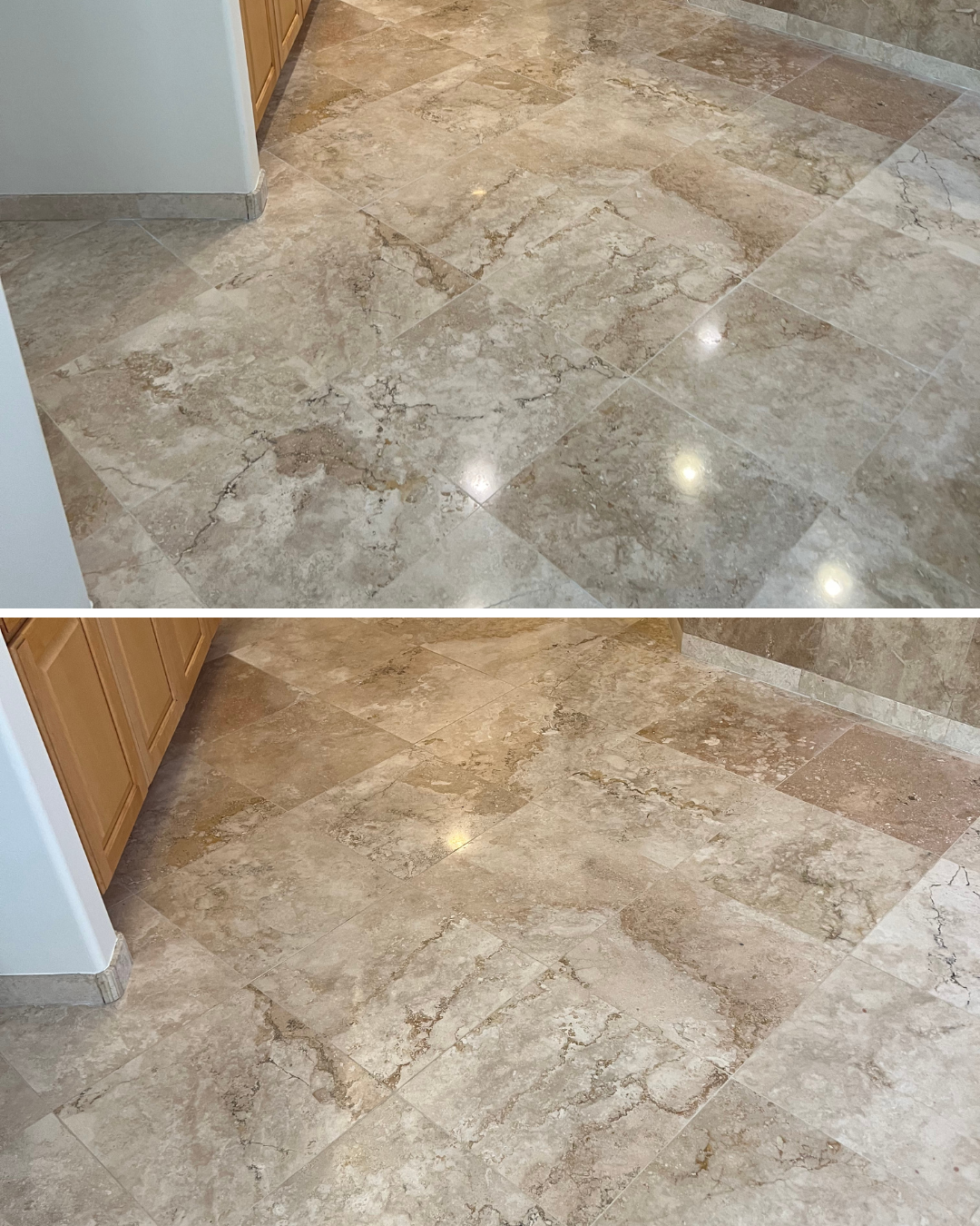 Kitchen Travertine Floor Restored - Phoenix, AZ
Removed etching and surface damage to bring back a smooth beautiful finish