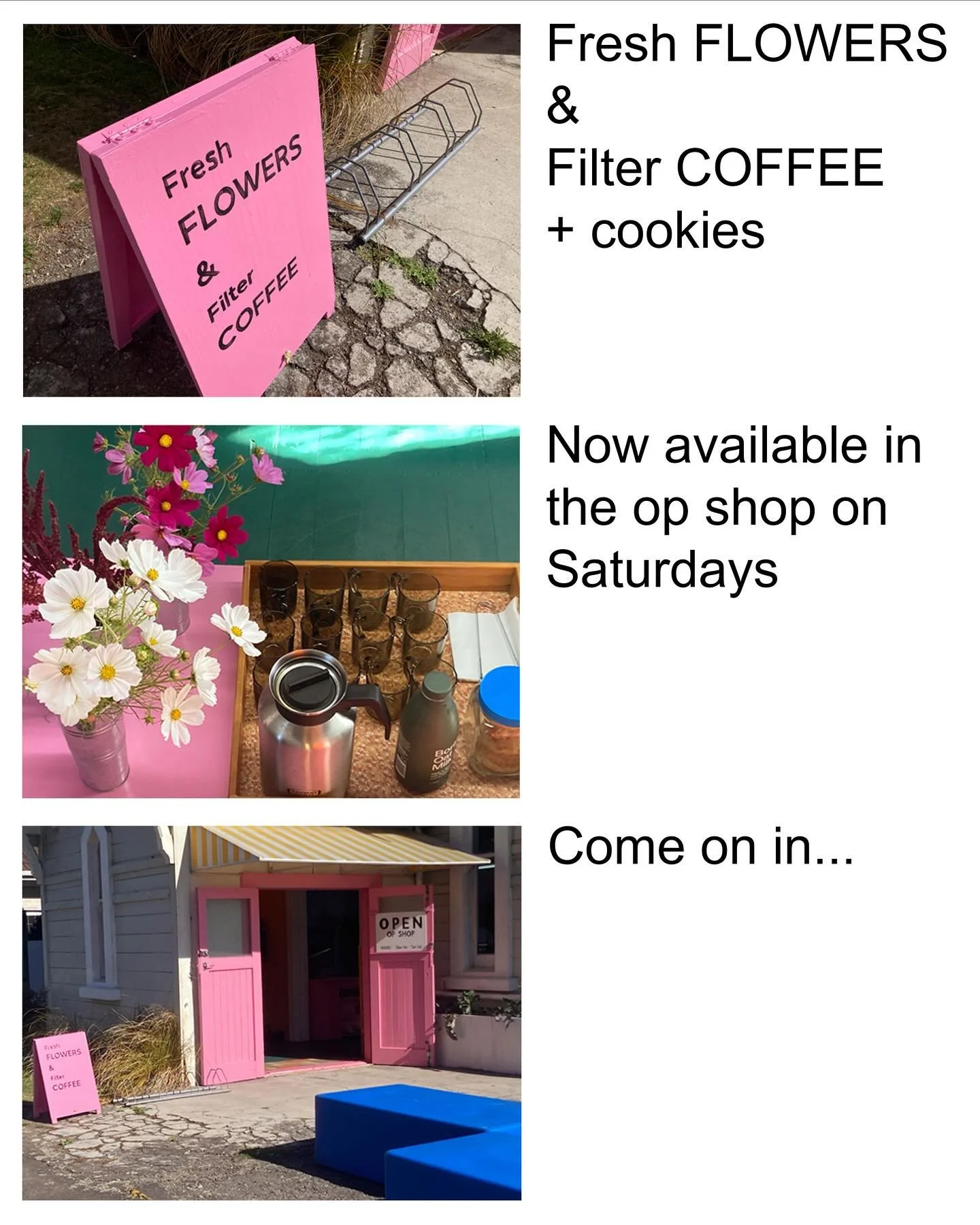It’s Spring! 💖
To celebrate we will start up our flowers & filter coffee offering again on Saturday mornings x