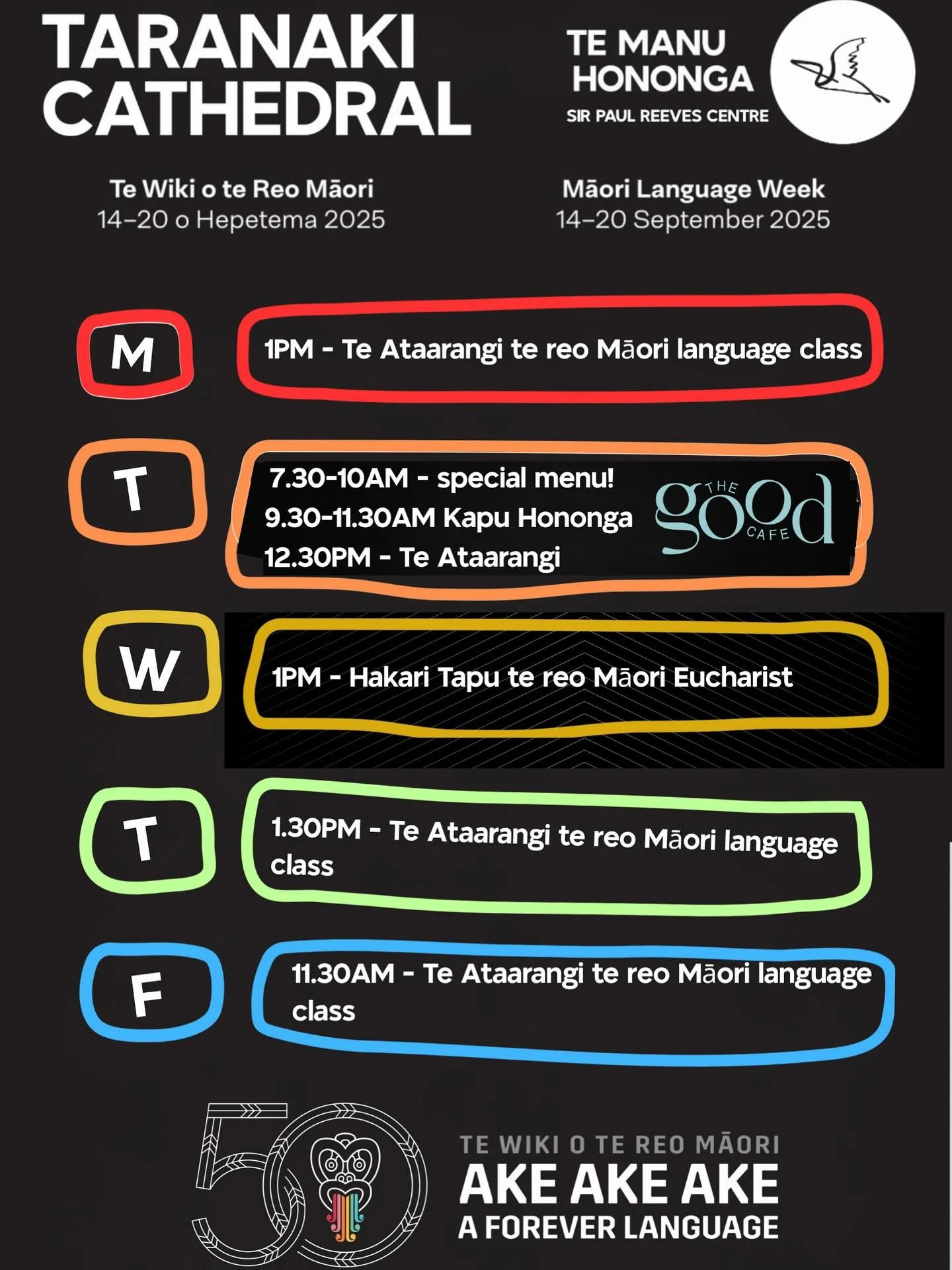 Te wiki o te reo Māori / Māori language week is next week! We&rsquo;ll be running language classes in Te Whare Hononga, as well as a special midweek te reo Māori Eucharist and a special menu at the Good Cafe on Tuesday! #frybread #steampudding #teata