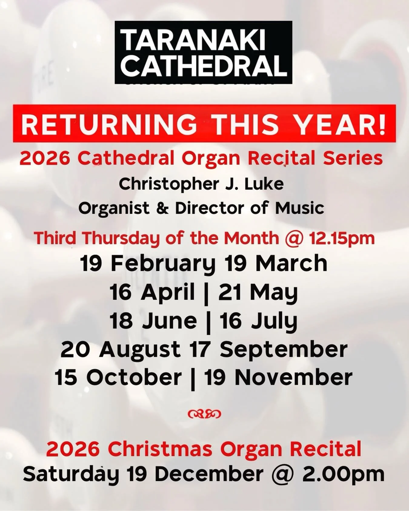 Check out the dates for our 2026 organ recital series!🎹
