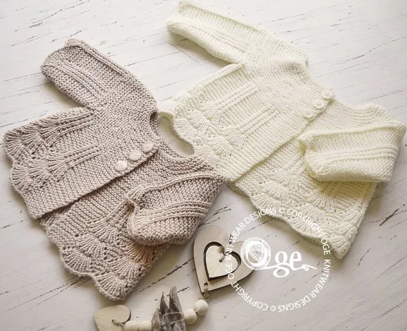 KNITTING PATTERN -- Shell border baby cardigan - P097