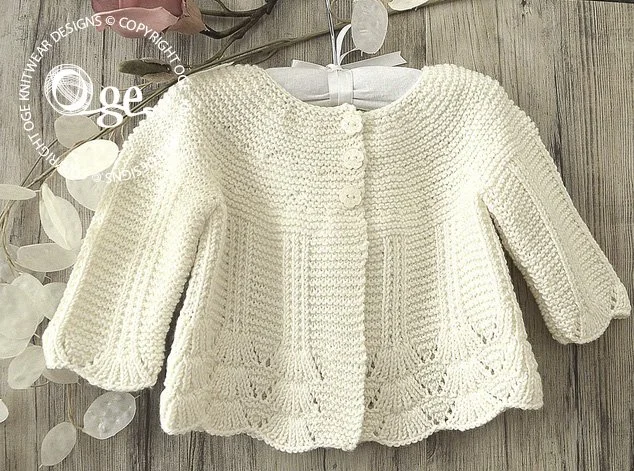 KNITTING PATTERN -- Shell border baby cardigan - P097