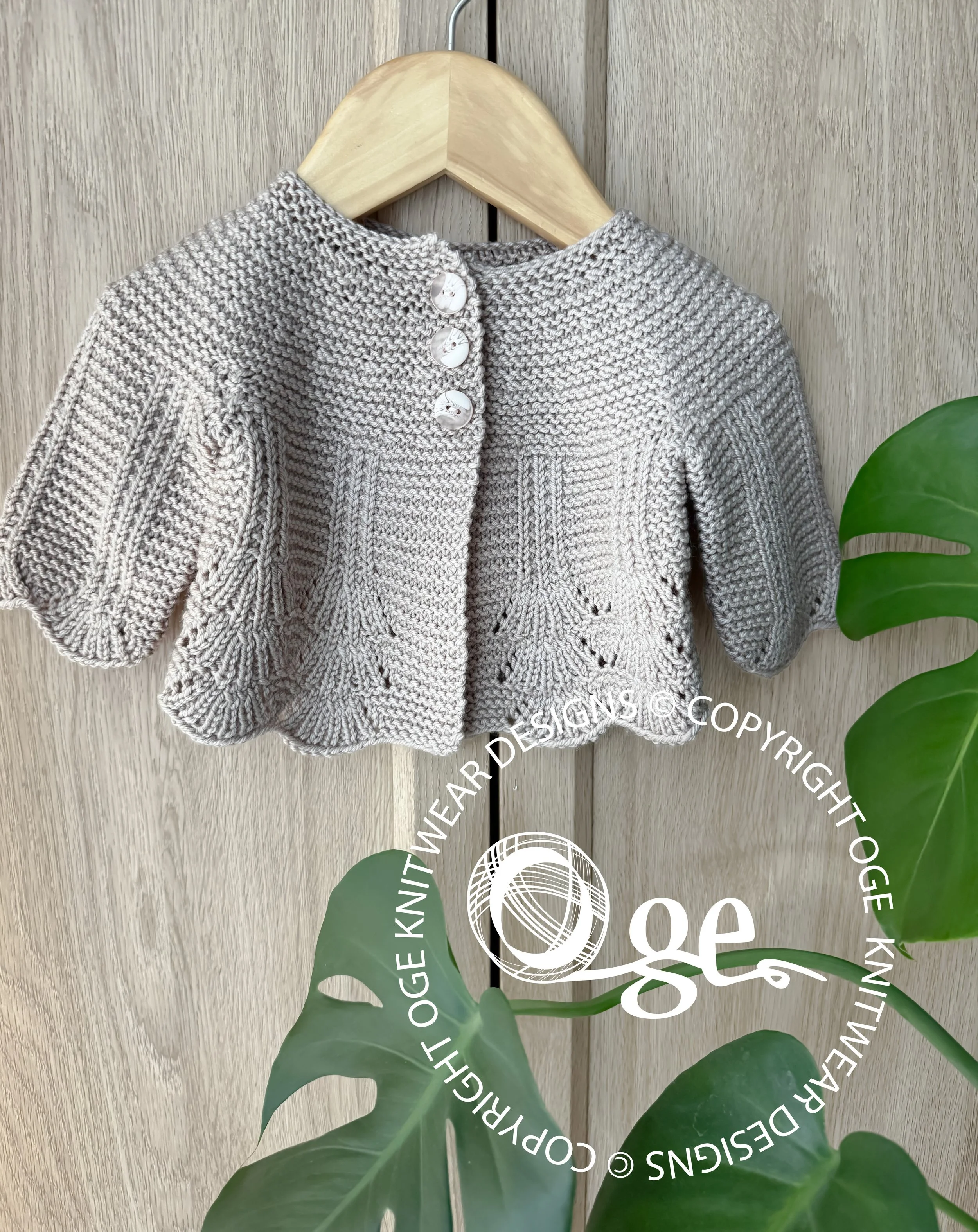 KNITTING PATTERN -- Shell border baby cardigan - P097