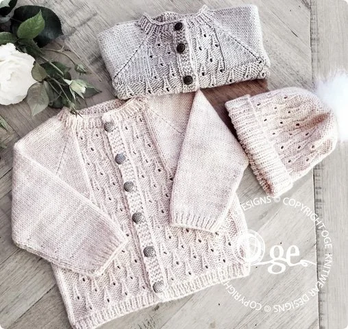 KNITTING PATTERN -- Raindrops Cardigan & Hat - P185