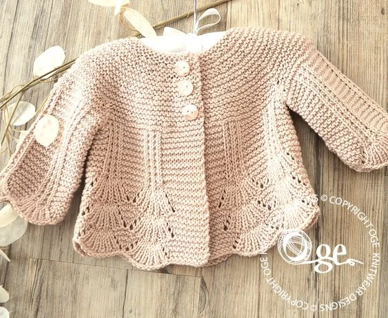 KNITTING PATTERN -- Shell border baby cardigan - P097