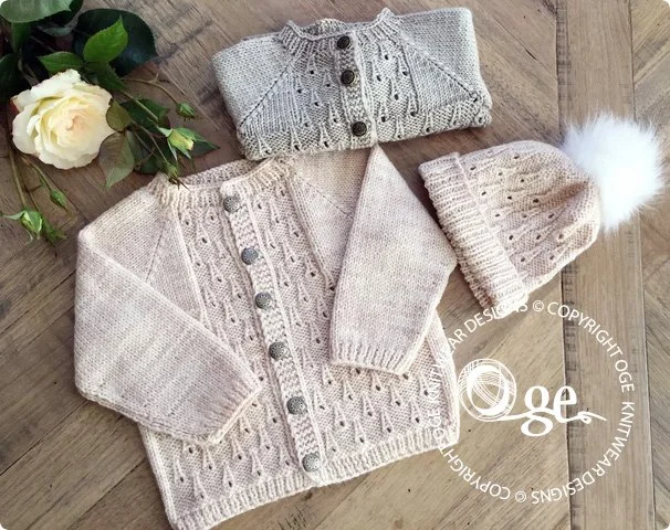 KNITTING PATTERN -- Raindrops Cardigan & Hat - P185